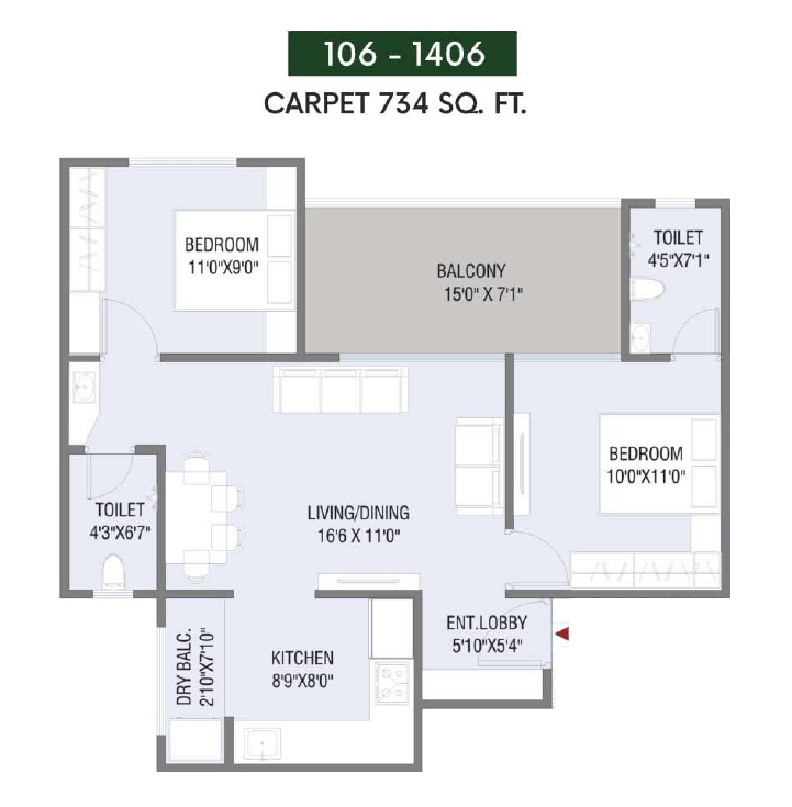 Nexus Genesis Unit plan - 734 sq.ft.