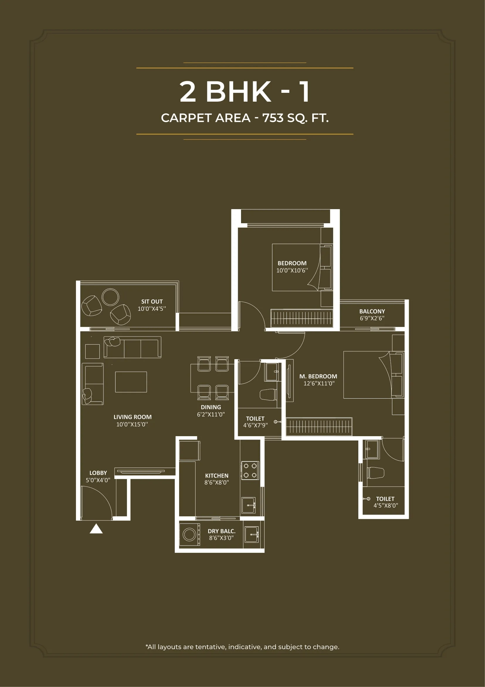 Saheel Luxton Unit plan - 753 sq.ft.