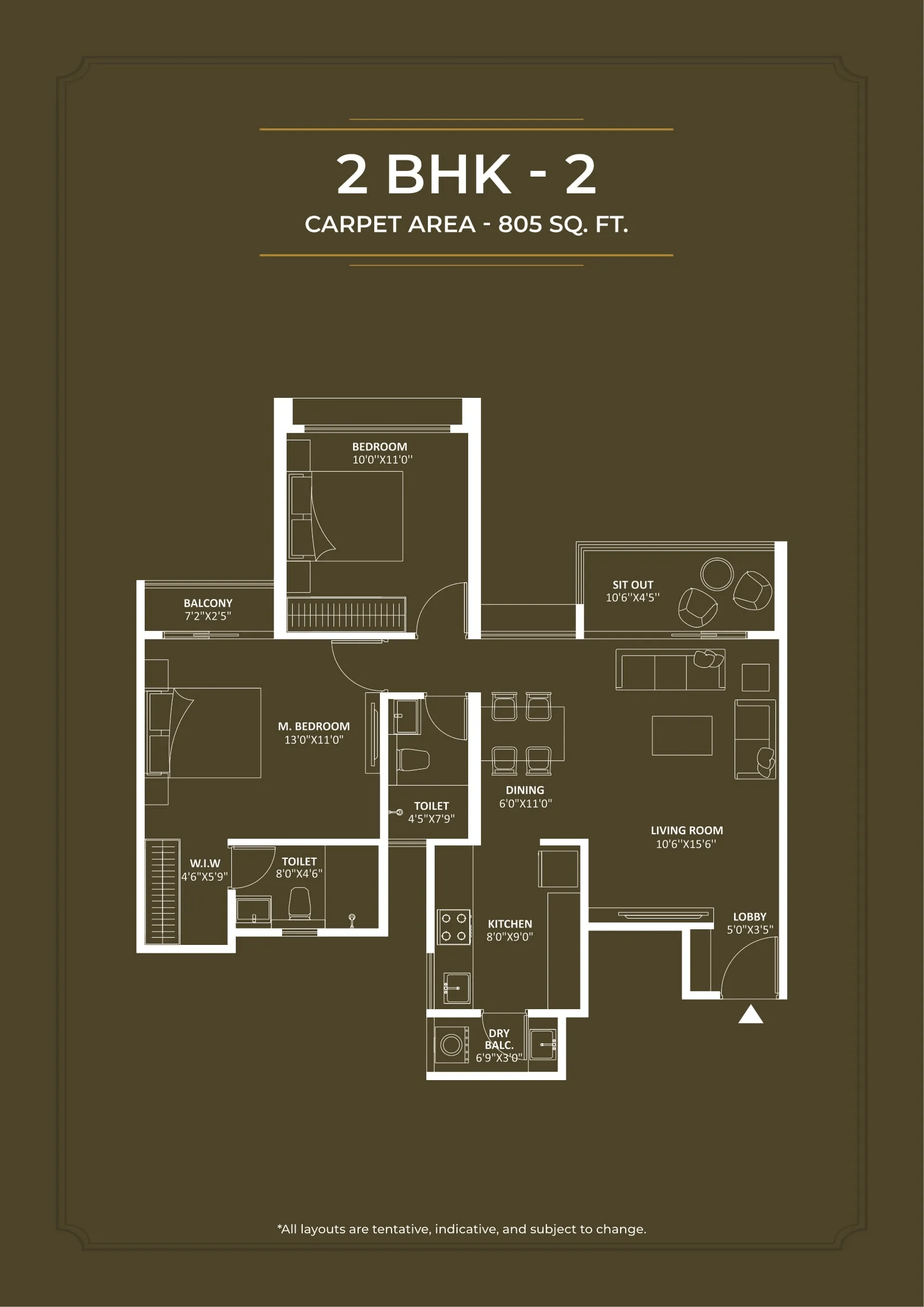 Saheel Luxton Unit plan - 805 sq.ft.