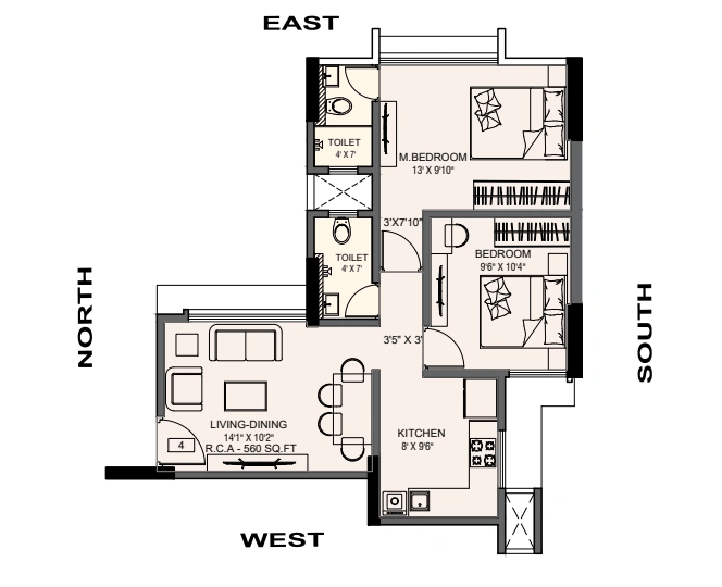 Unit plan - 560 sq.ft.