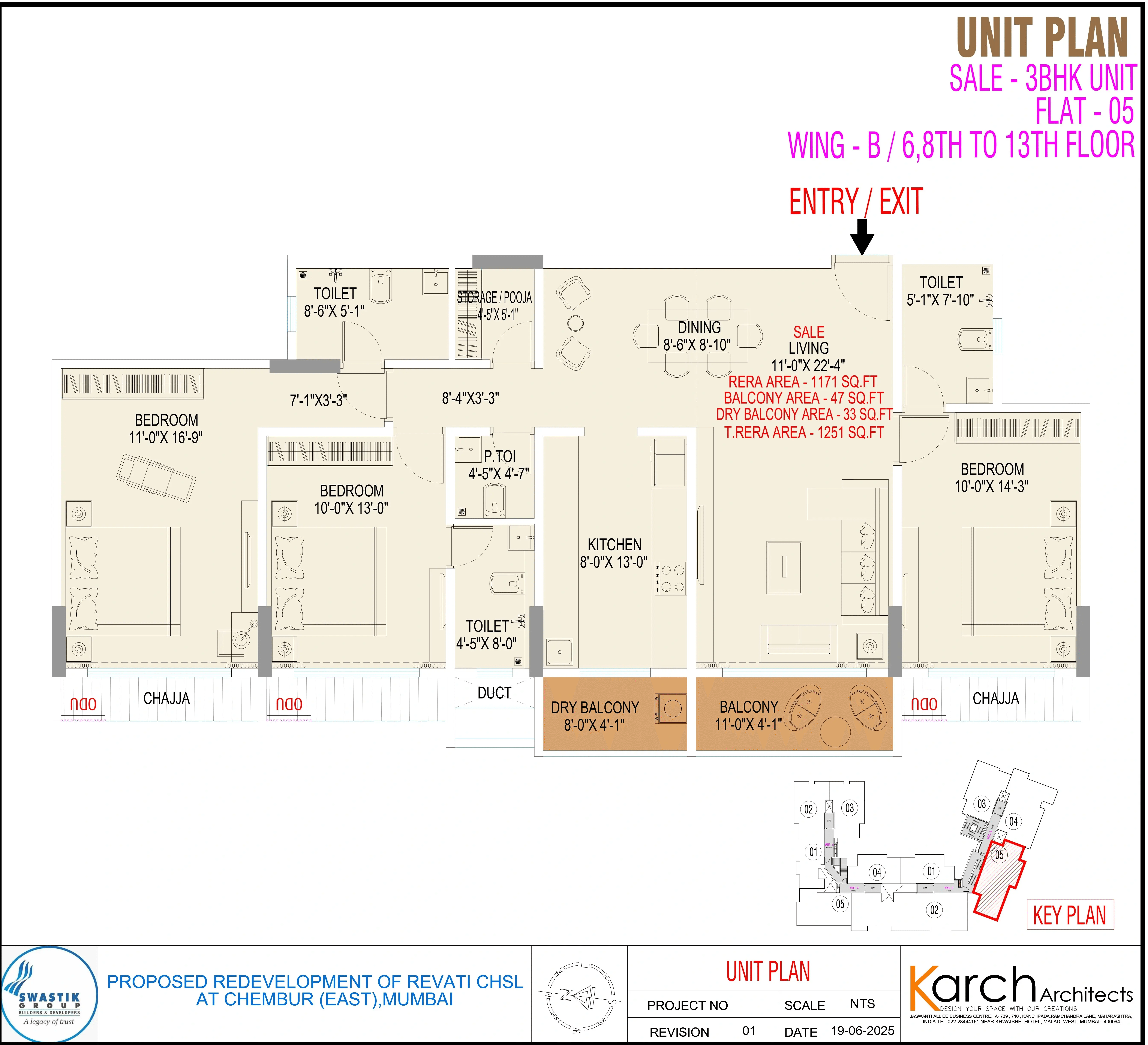 Swastik Revanta Unit plan - 1251 sq.ft.