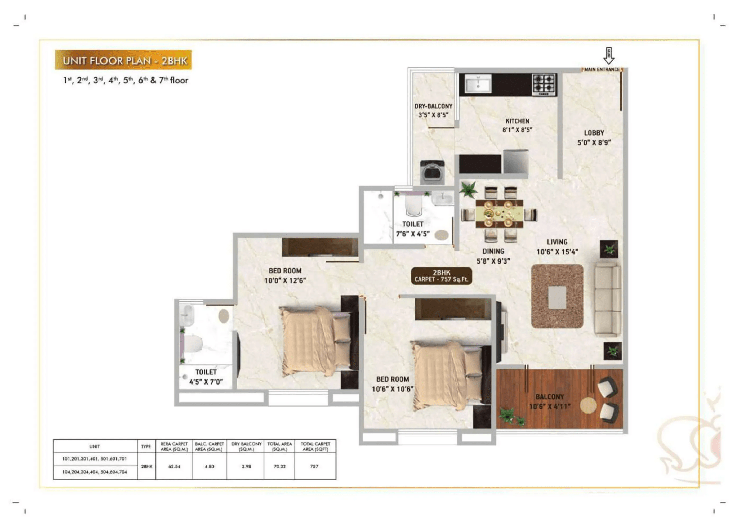 Unit plan - 757 sq.ft.