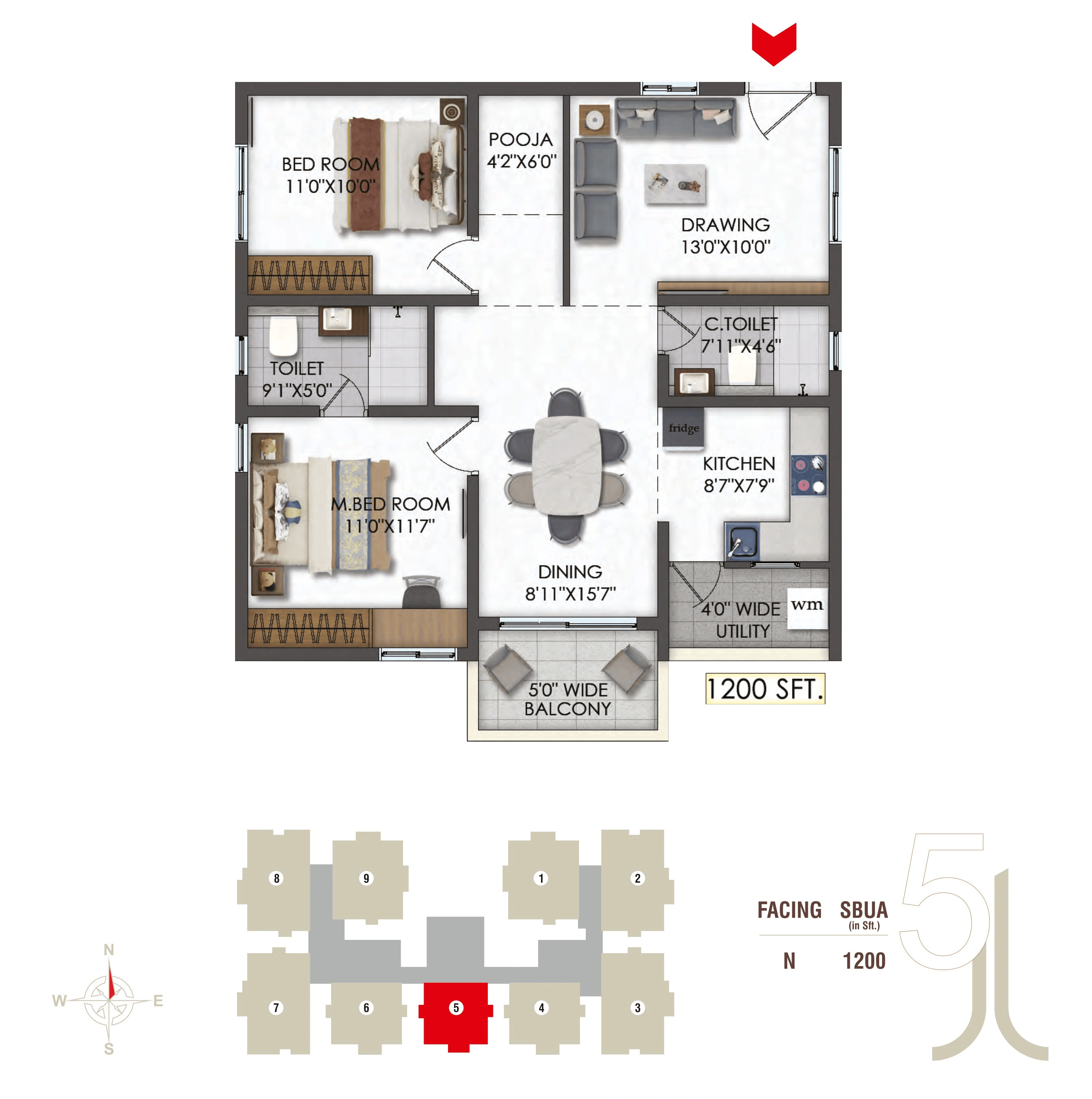 Unit plan - 840 sq.ft.