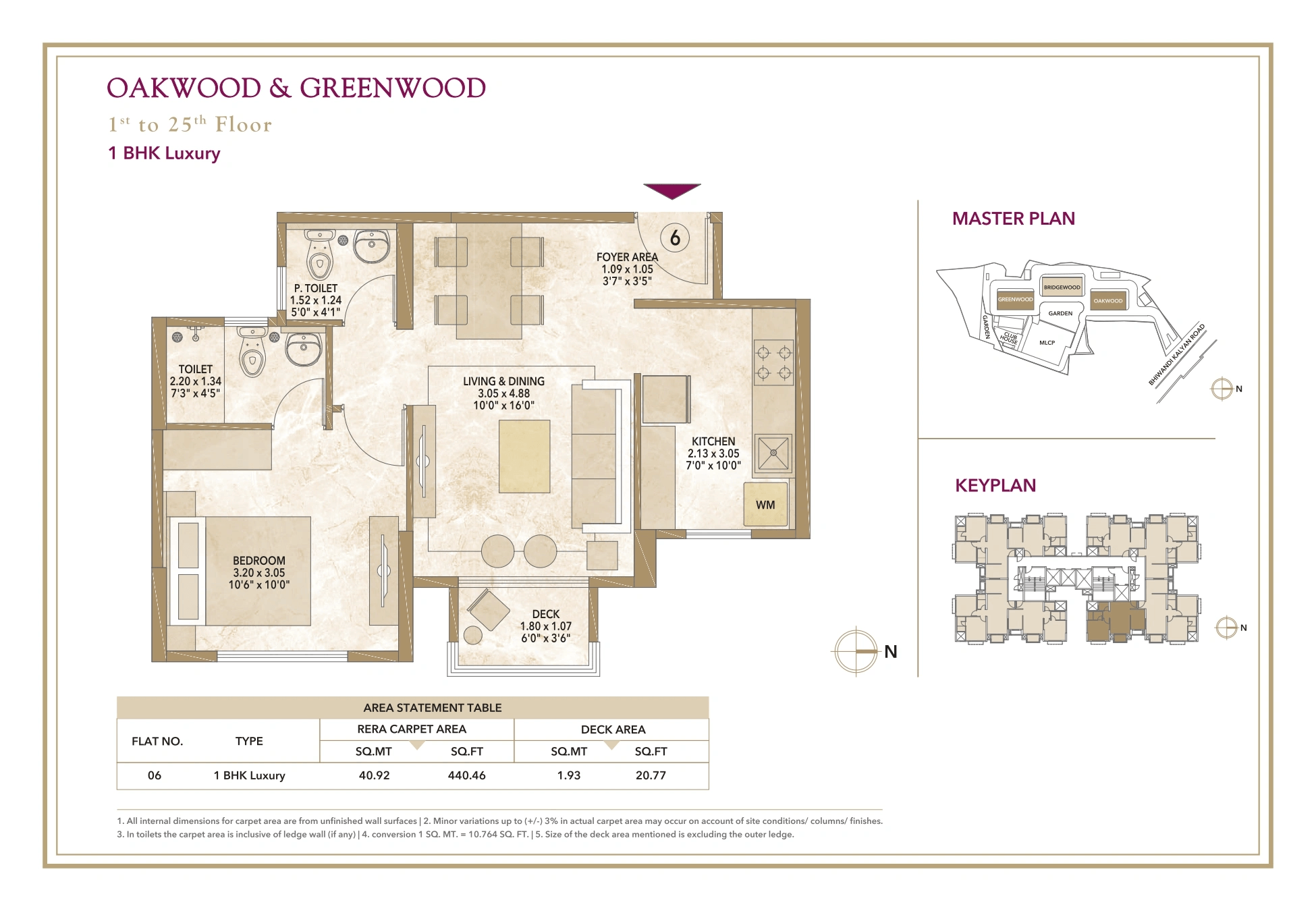 Hiranandani Woodspring Unit plan - 461 sq.ft.