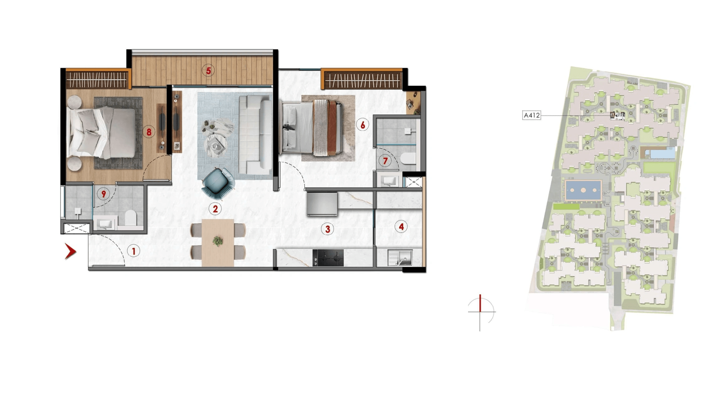 The Formist Mandala Unit plan - 717 sq.ft.