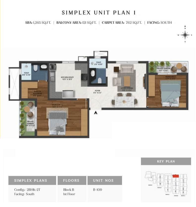 SBR Florenso Unit plan - 762 sq.ft.
