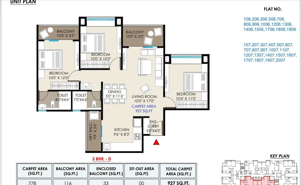 Gawade Geo Aristo Unit plan - 927 sq.ft.