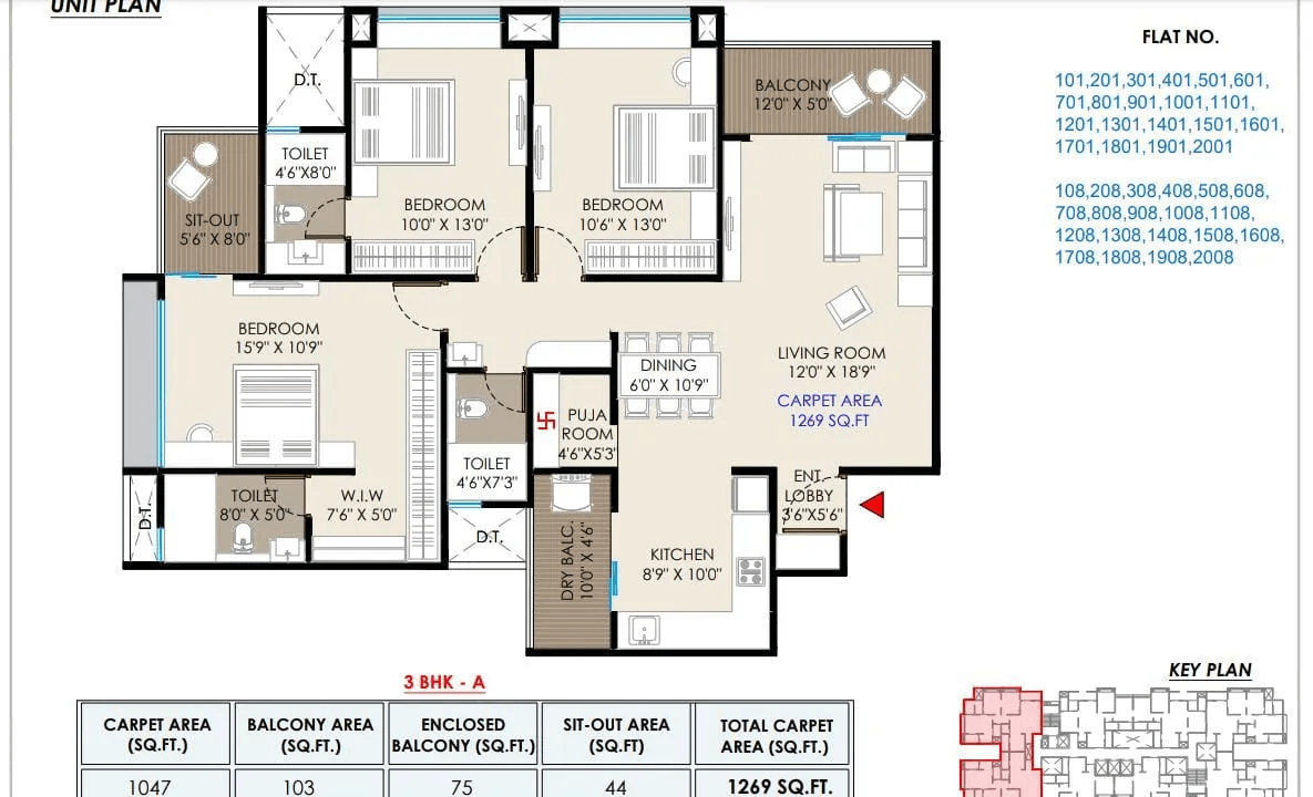 Gawade Geo Aristo Unit plan - 1269 sq.ft.