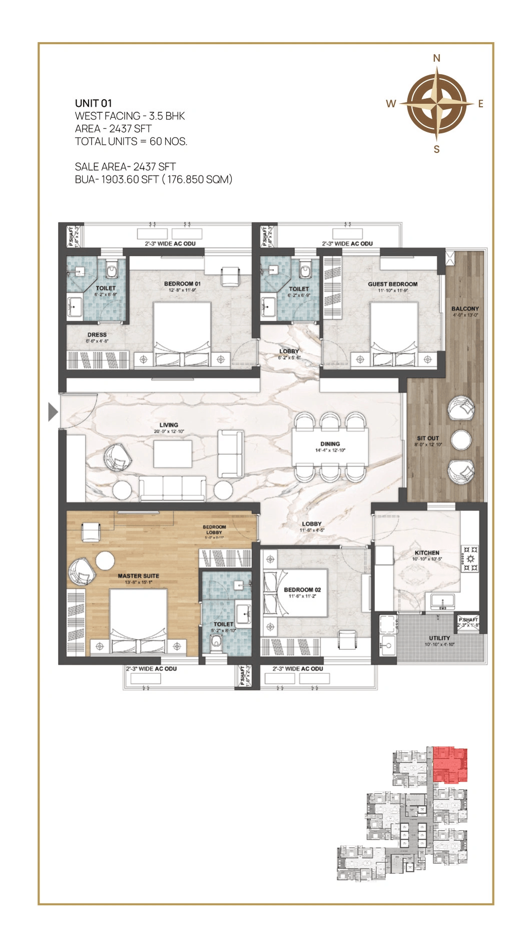 Unit plan - 1904 sq.ft.
