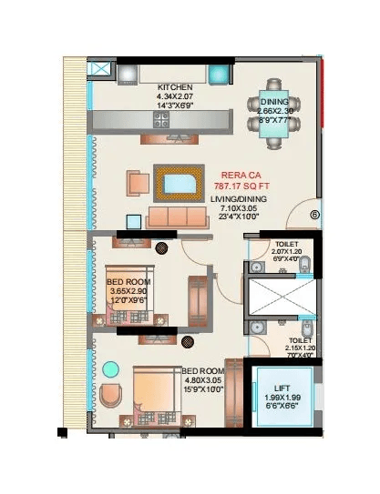 CKPL Vasupujya Darshan Unit plan - 787 sq.ft.