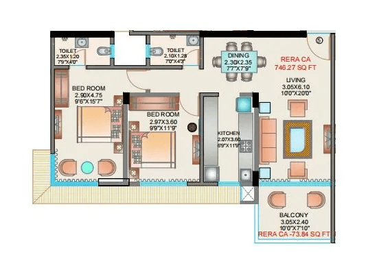 CKPL Vasupujya Darshan Unit plan - 820 sq.ft.