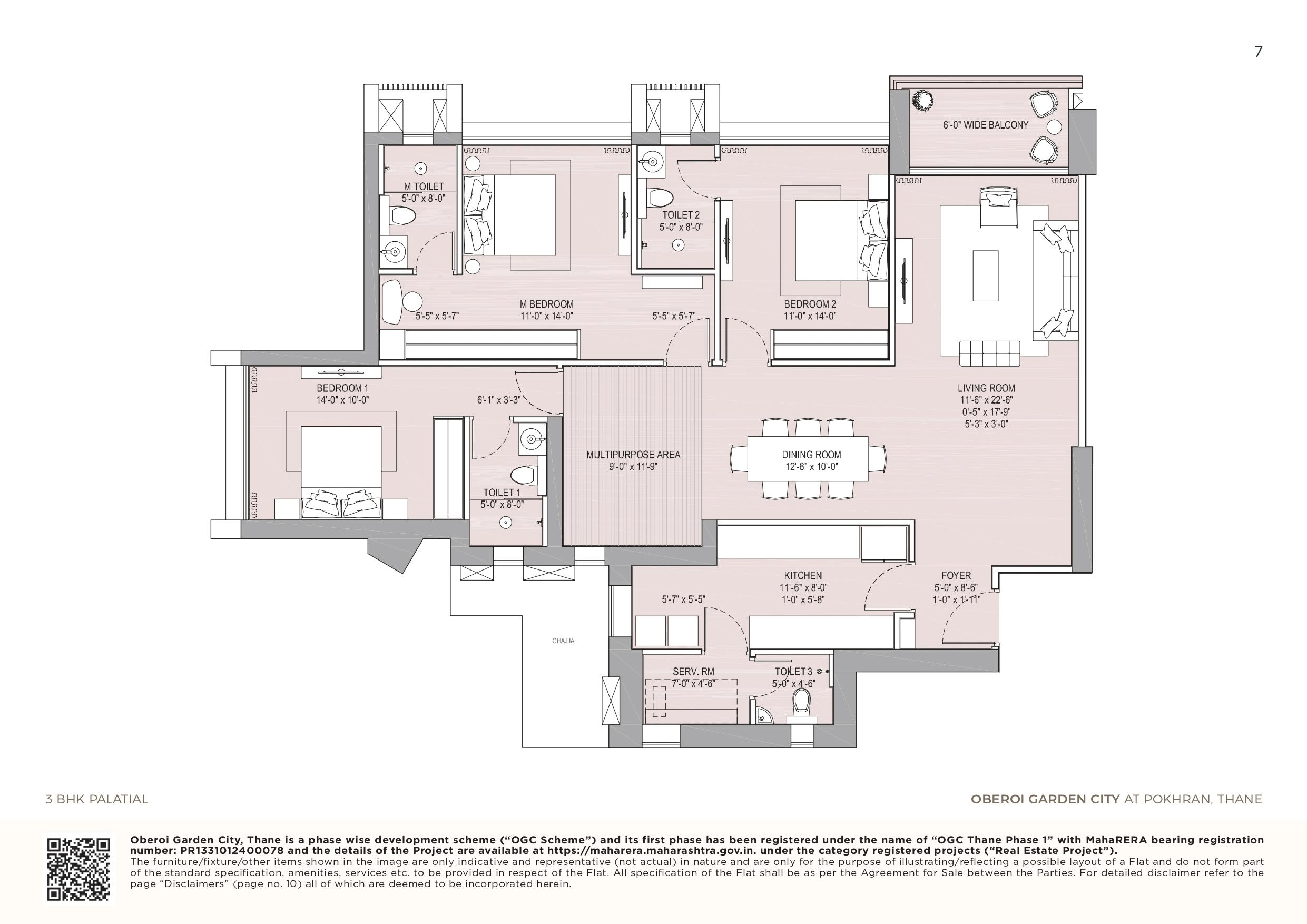 Oberoi Pokhran Unit plan - 1486 sq.ft.