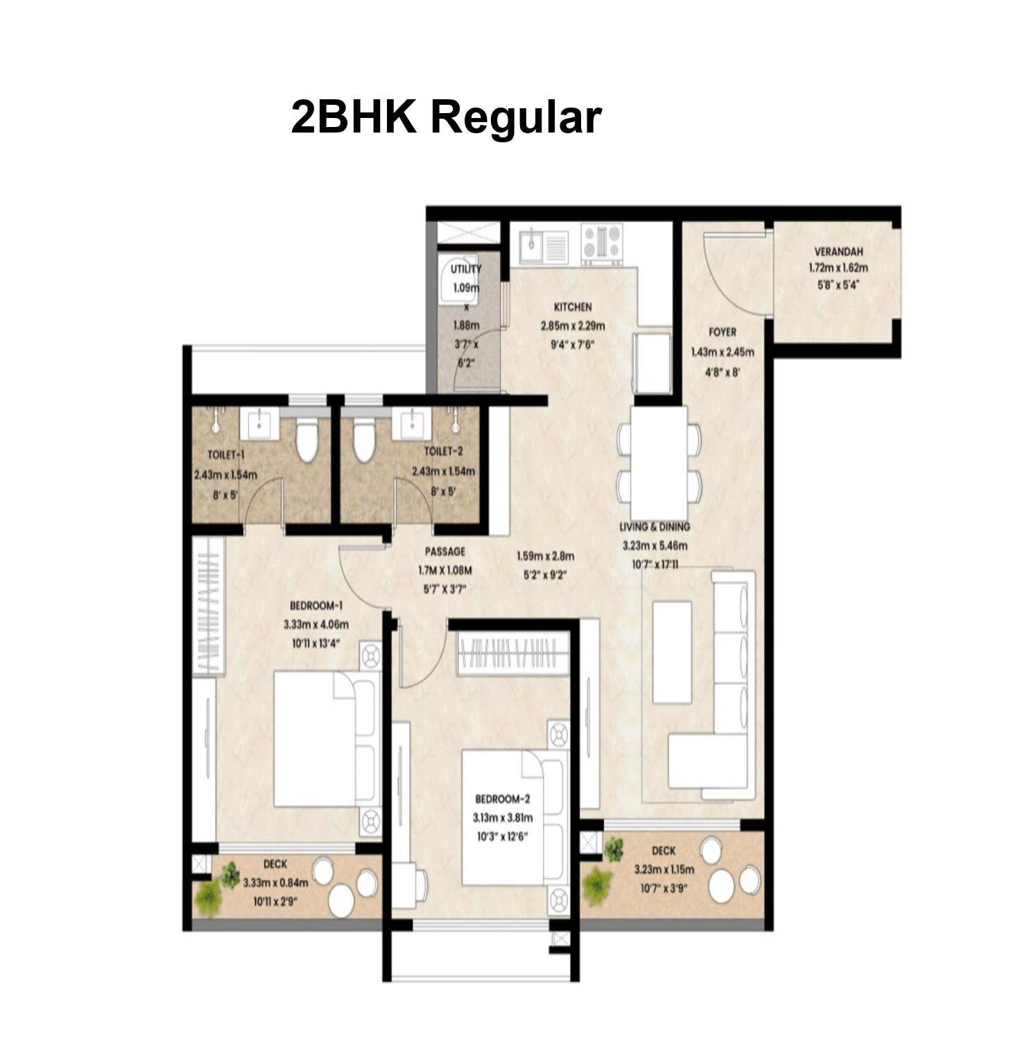 Unit plan - 865 sq.ft.