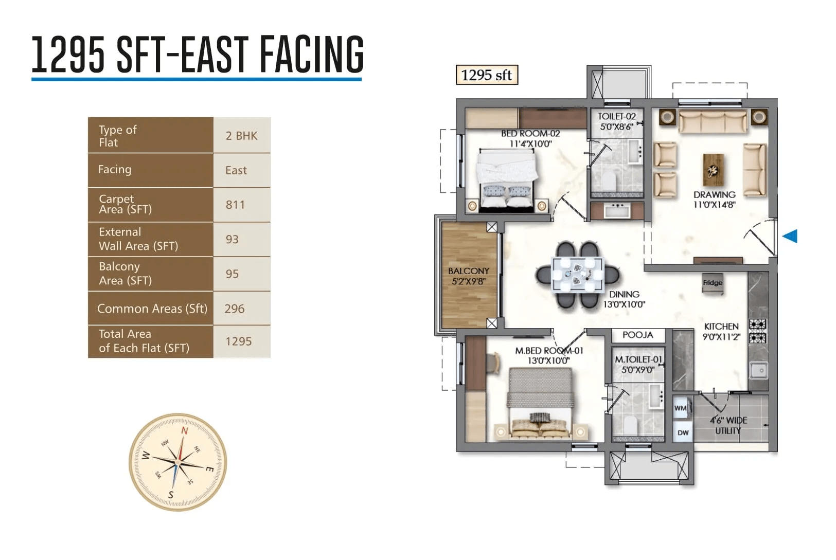 Rajapushpa Sierra Unit plan - 932 sq.ft.