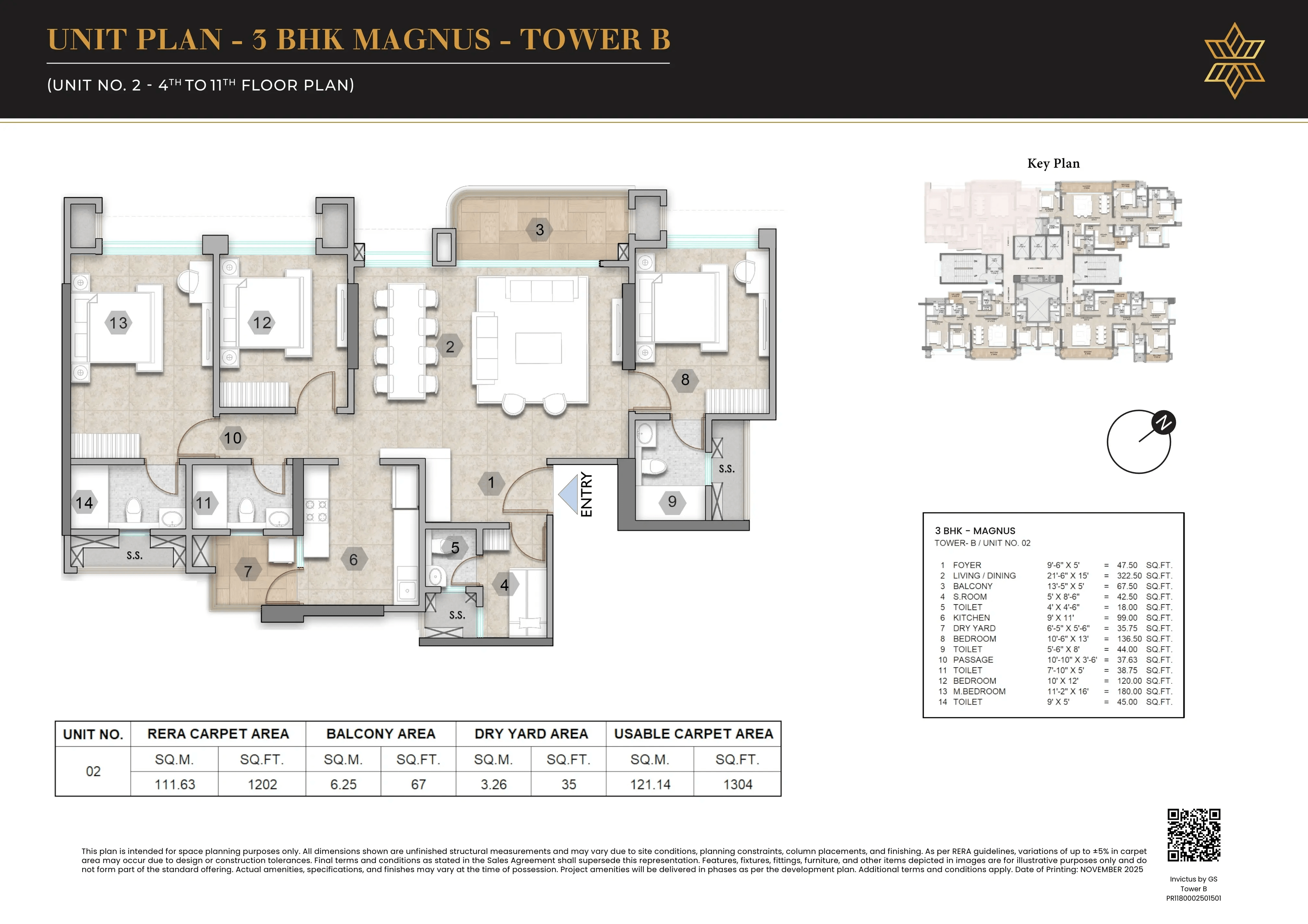 Raymond Realty Bandra East Unit plan - 1304 sq.ft.