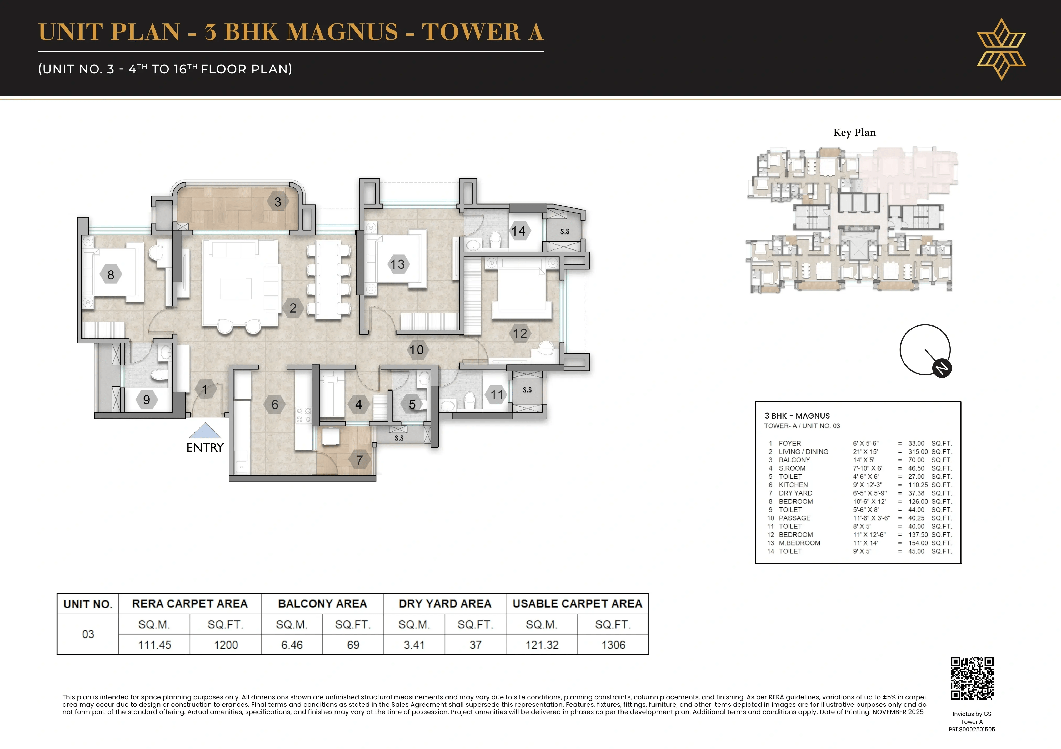 Raymond Realty Bandra East Unit plan - 1306 sq.ft.