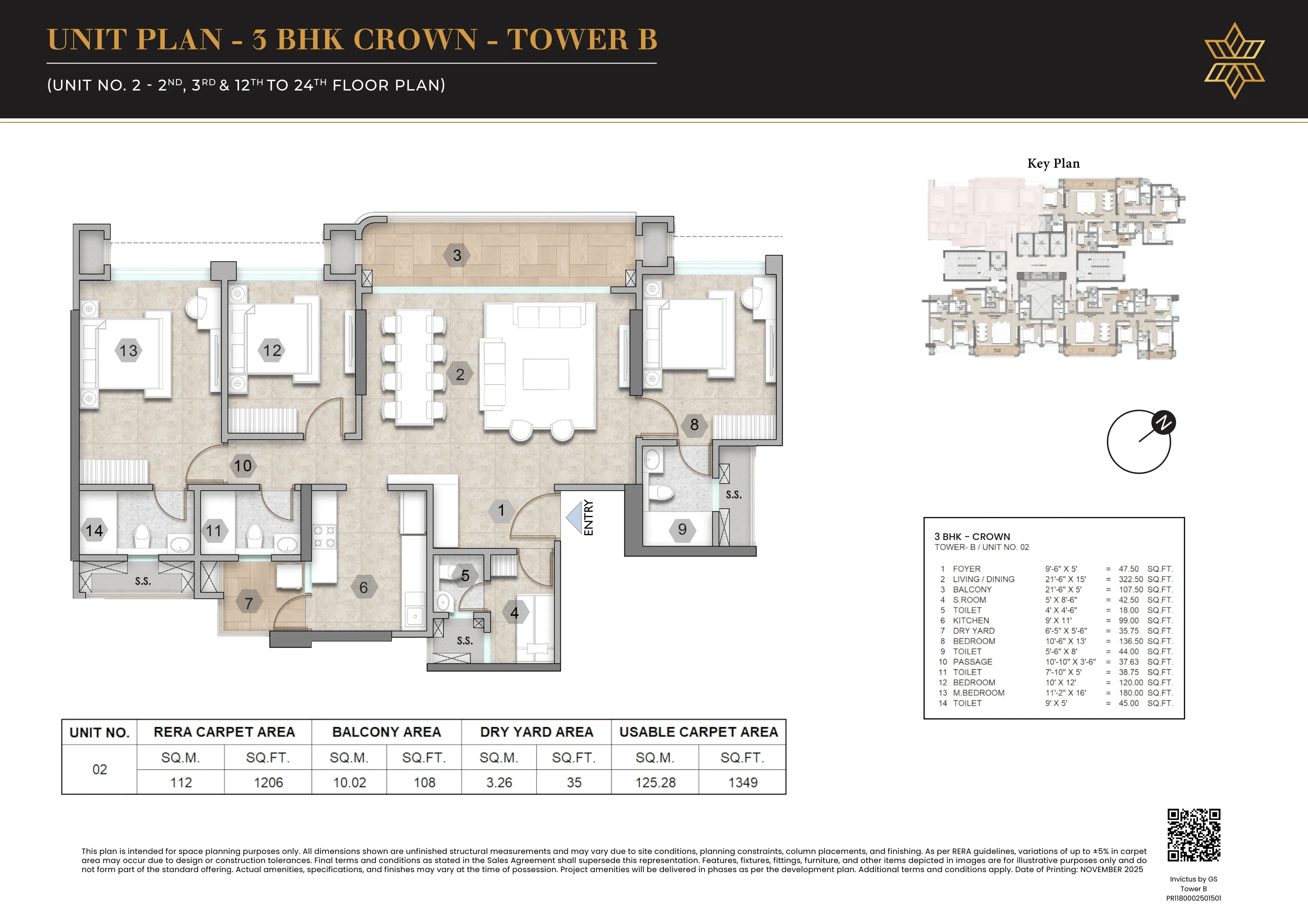 Raymond Realty Bandra East Unit plan - 1349 sq.ft.