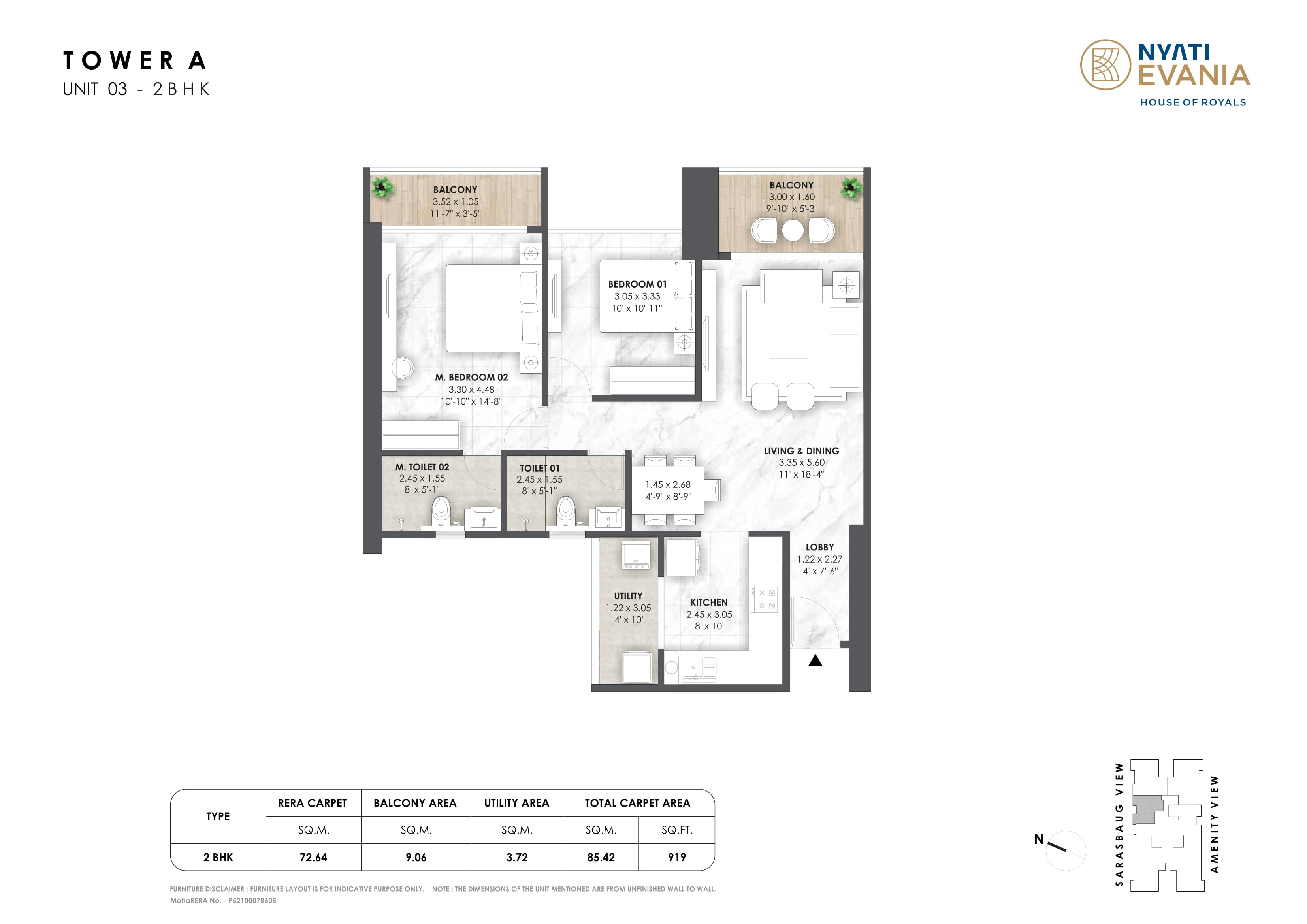 Nyati Evania Unit plan - 919 sq.ft.