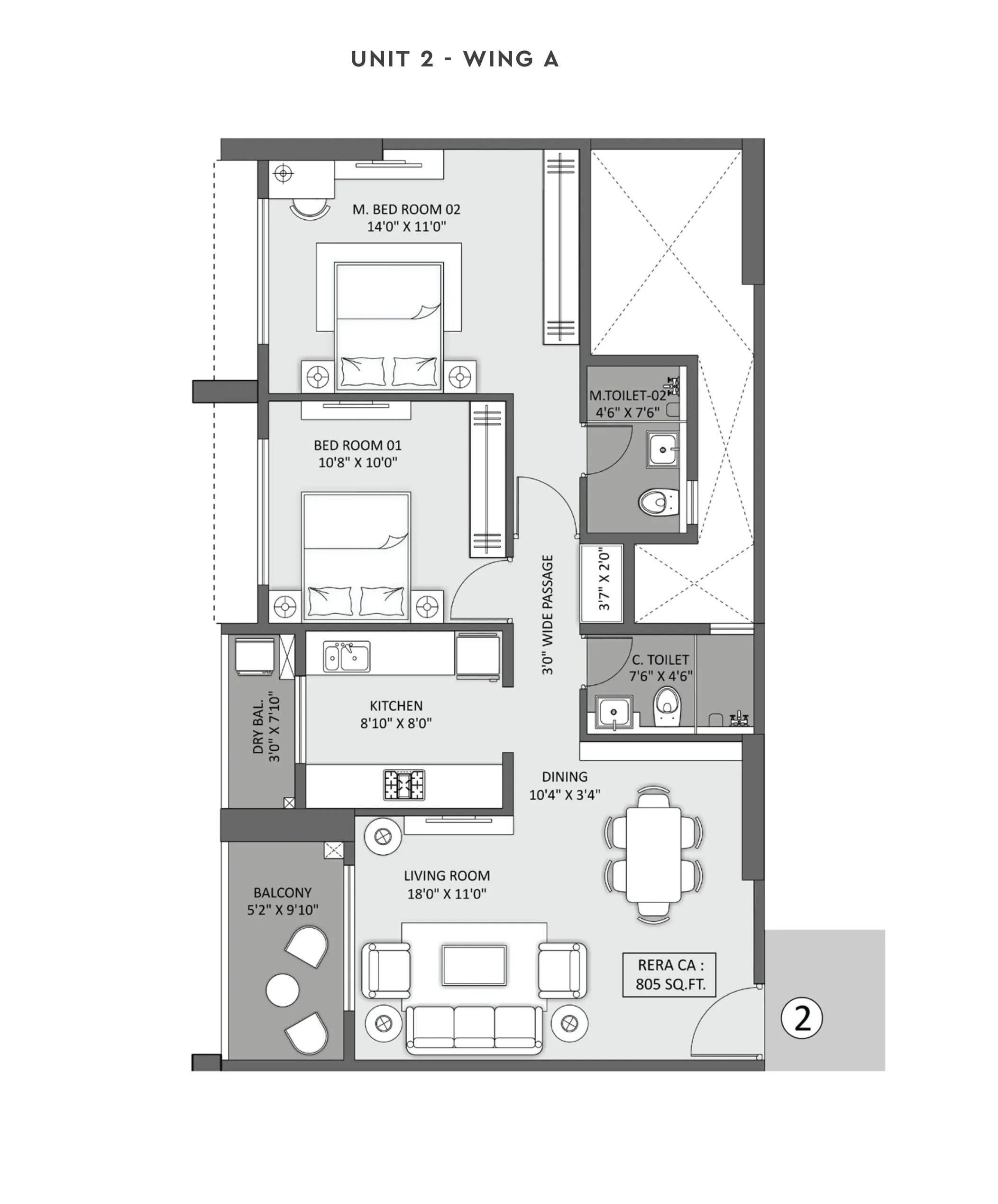 Vibe Mangrove Unit plan - 805 sq.ft.