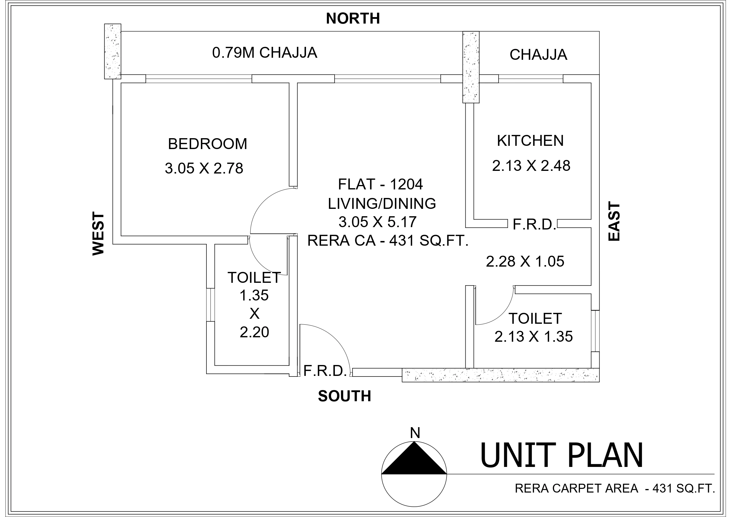Avhad Oasis Unit plan - 431 sq.ft.