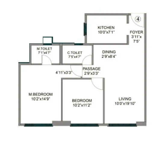 Romell Asrava Unit plan - 700 sq.ft.