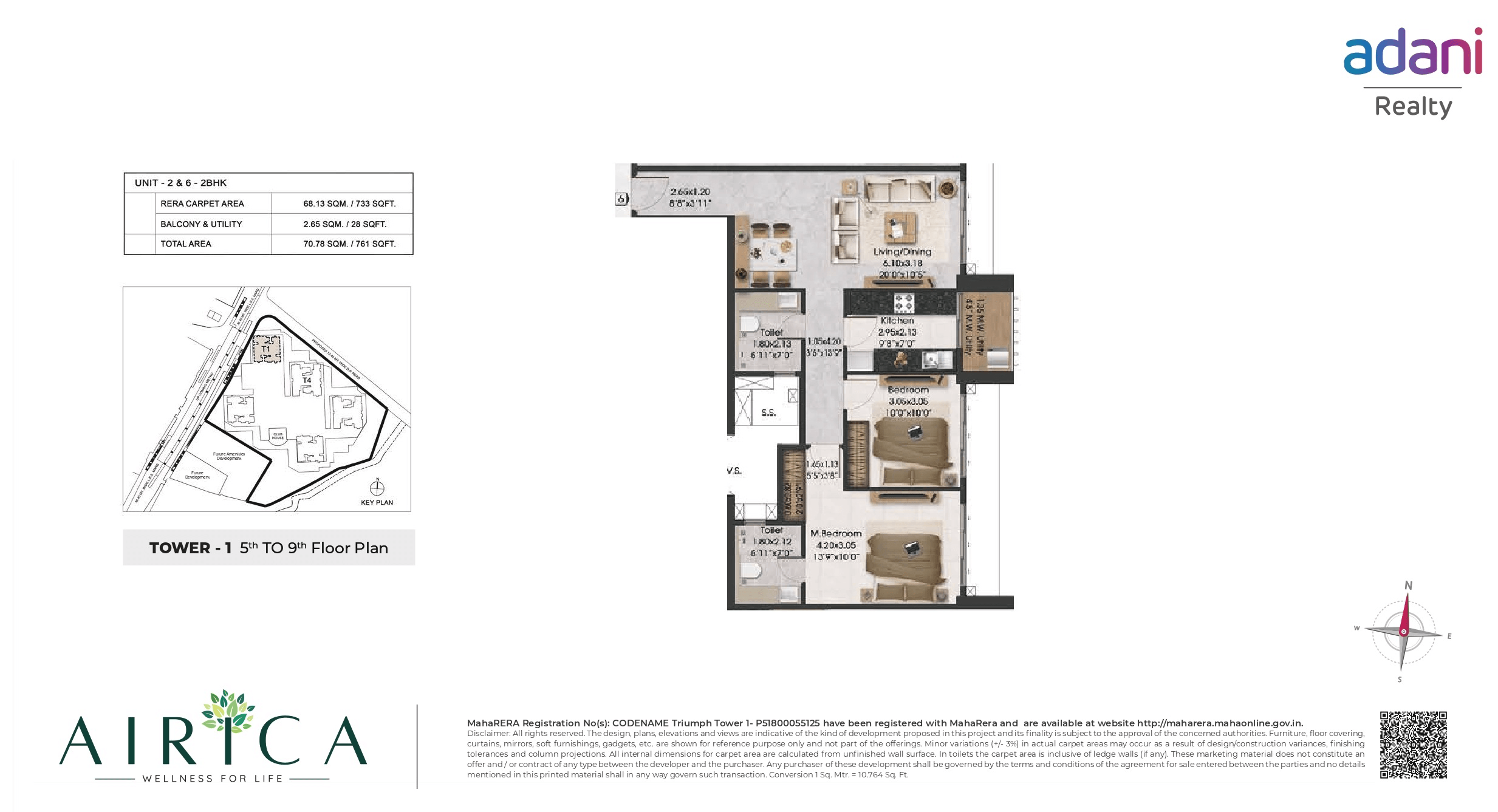 Adani Airica Unit plan - 761 sq.ft.