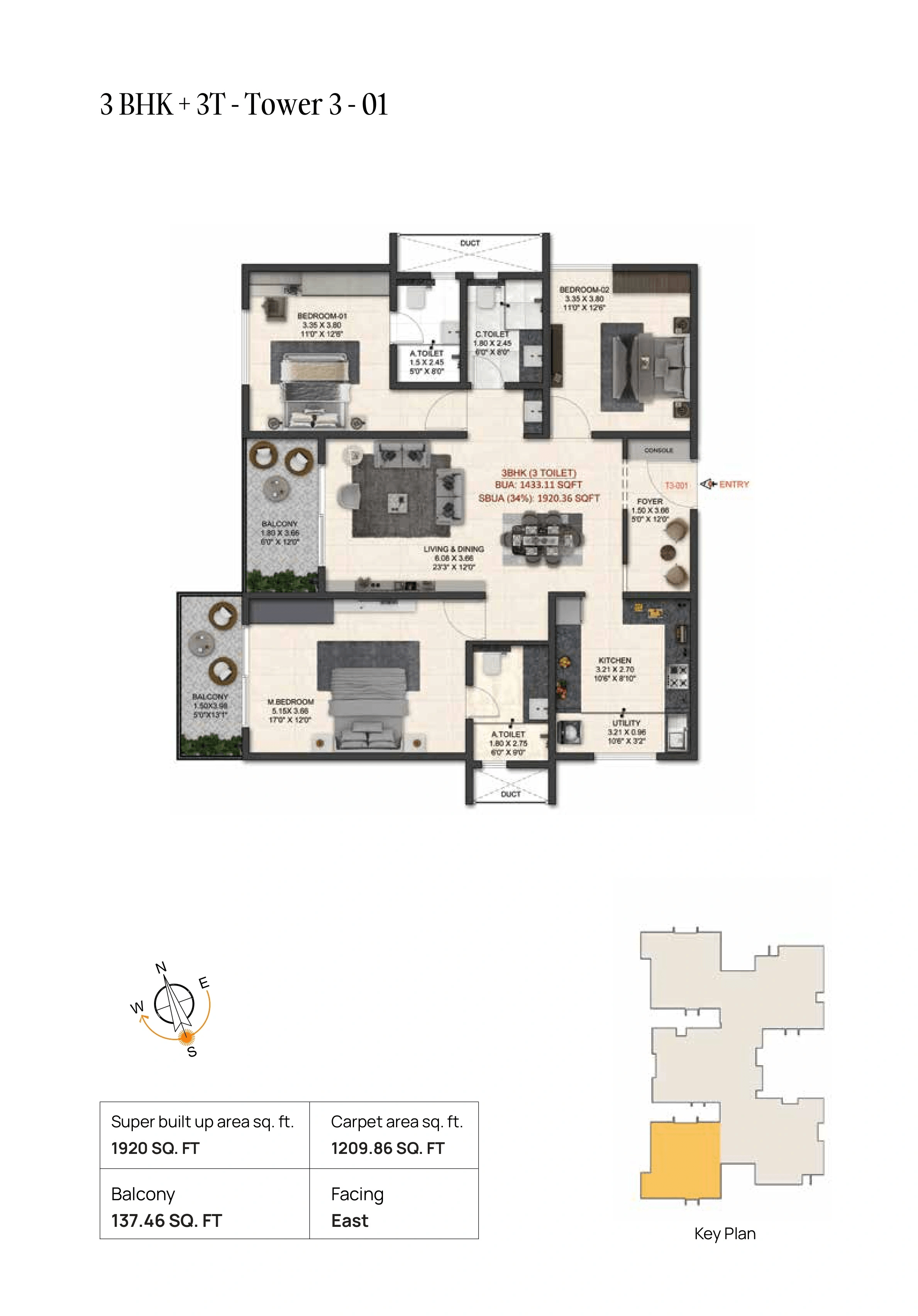 Trendsquares World of Gardens Unit plan - 1209 sq.ft.