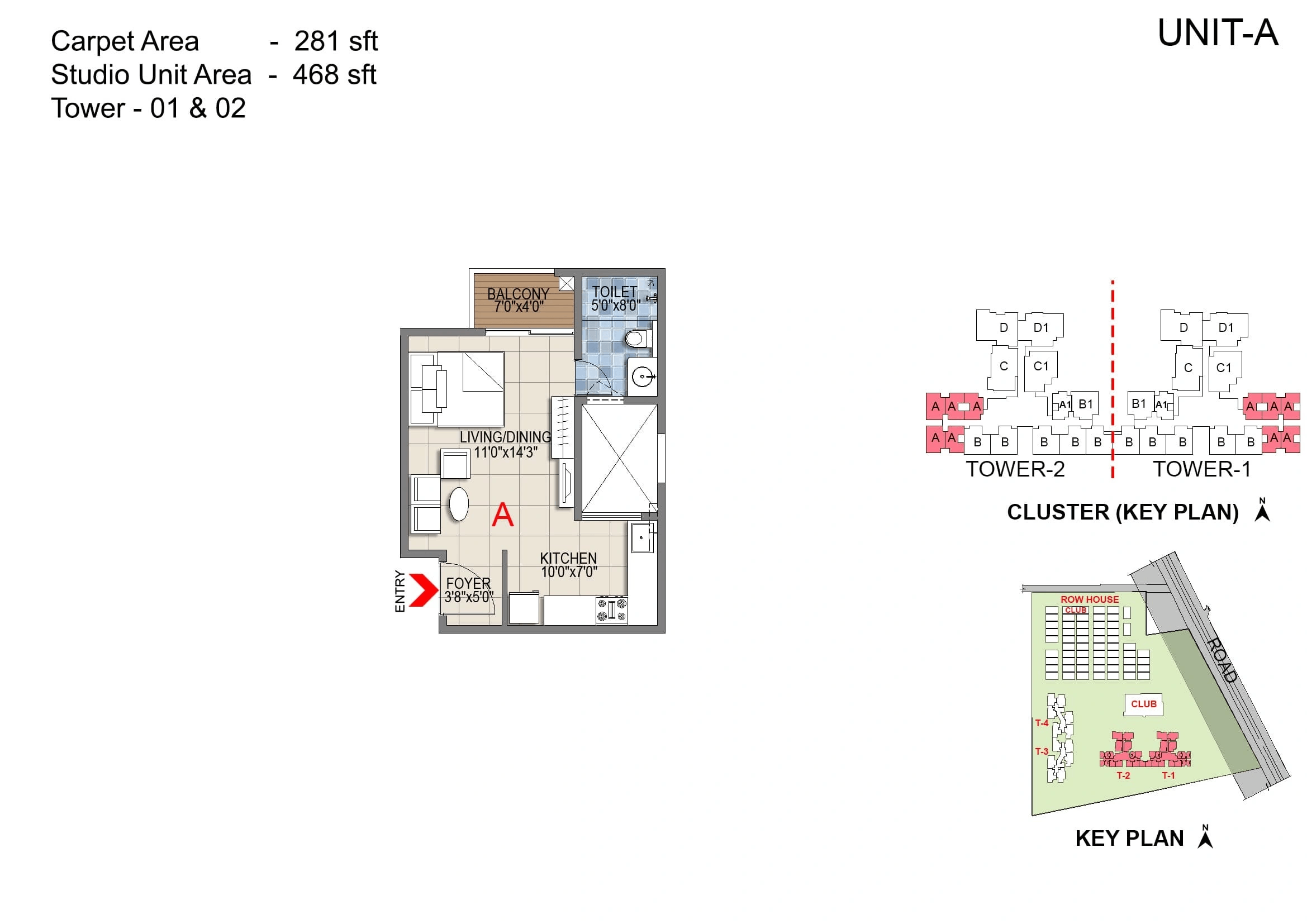 Sattva Songbird Unit plan - 281 sq.ft.