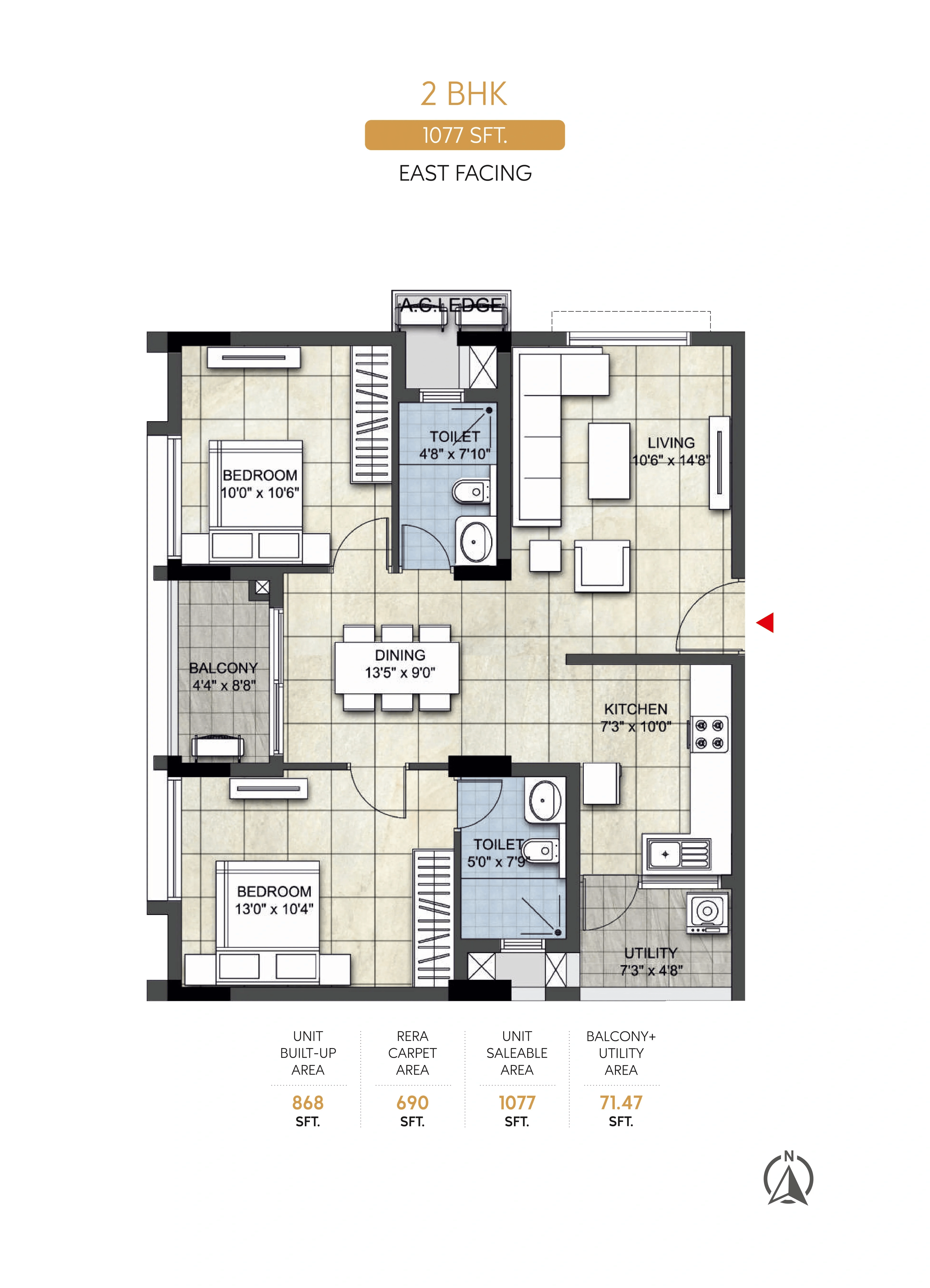 NCC Urban Signature Towers Unit plan - 753 sq.ft.