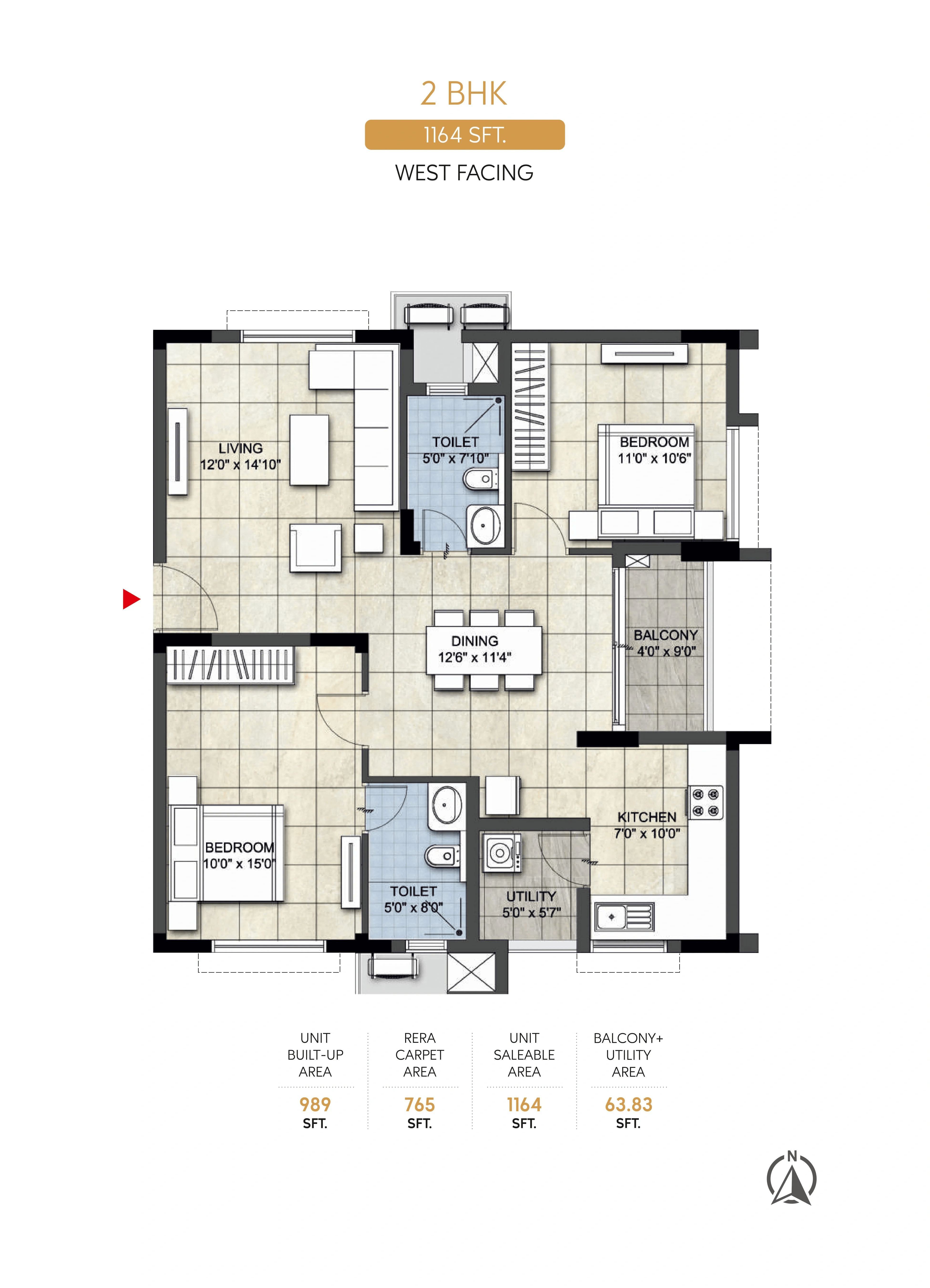 NCC Urban Signature Towers Unit plan - 814 sq.ft.