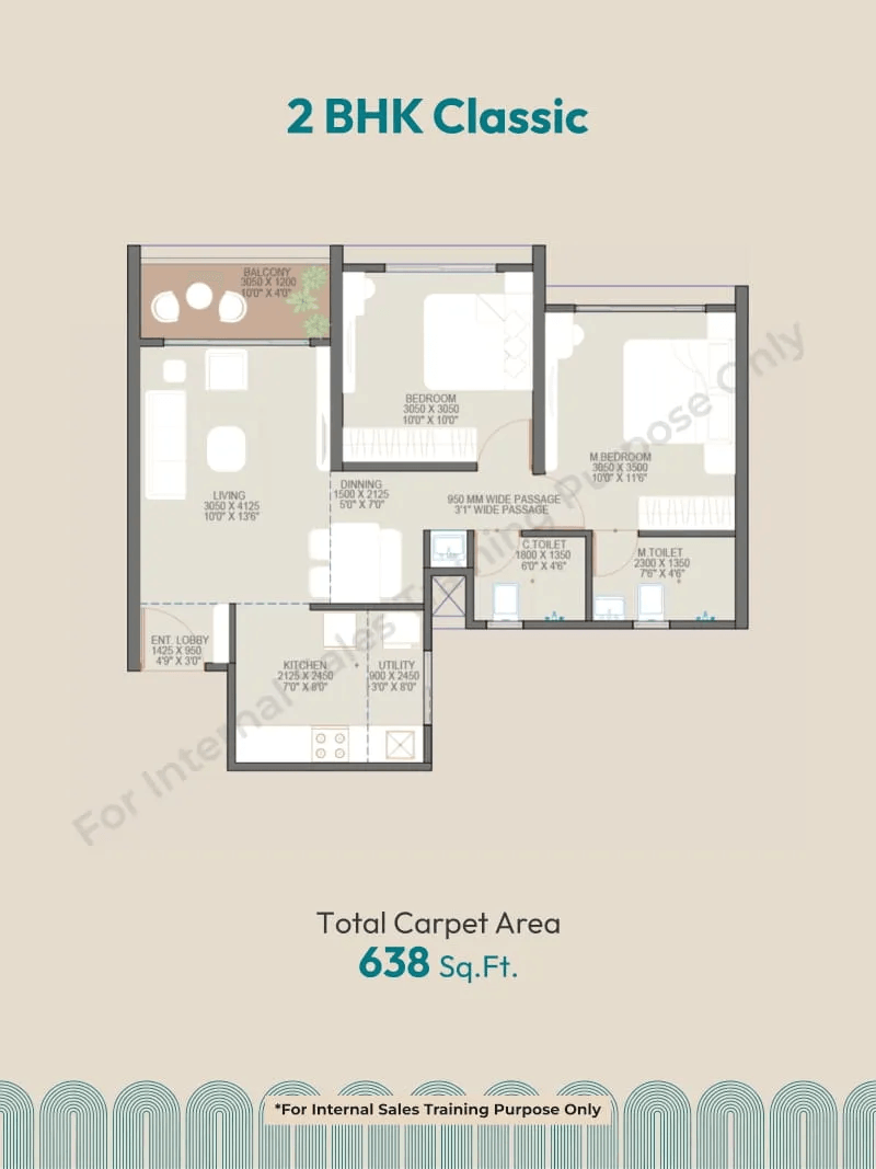 Goyal My Home Roots Unit plan - 638 sq.ft.