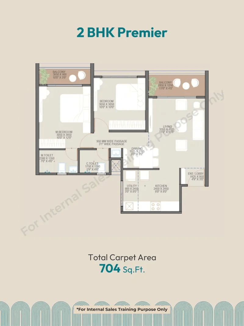 Goyal My Home Roots Unit plan - 704 sq.ft.