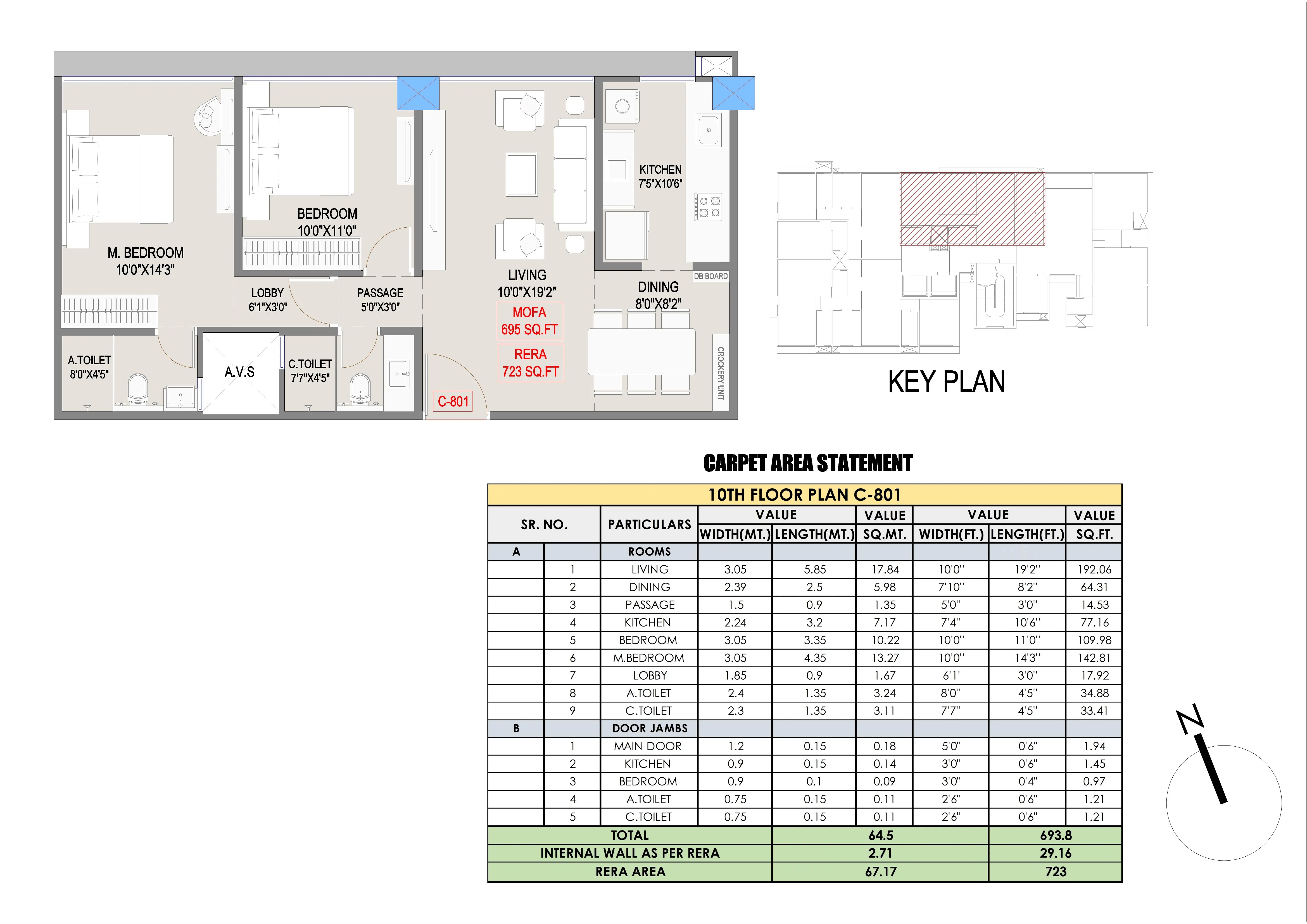 Unit plan - 723 sq.ft.