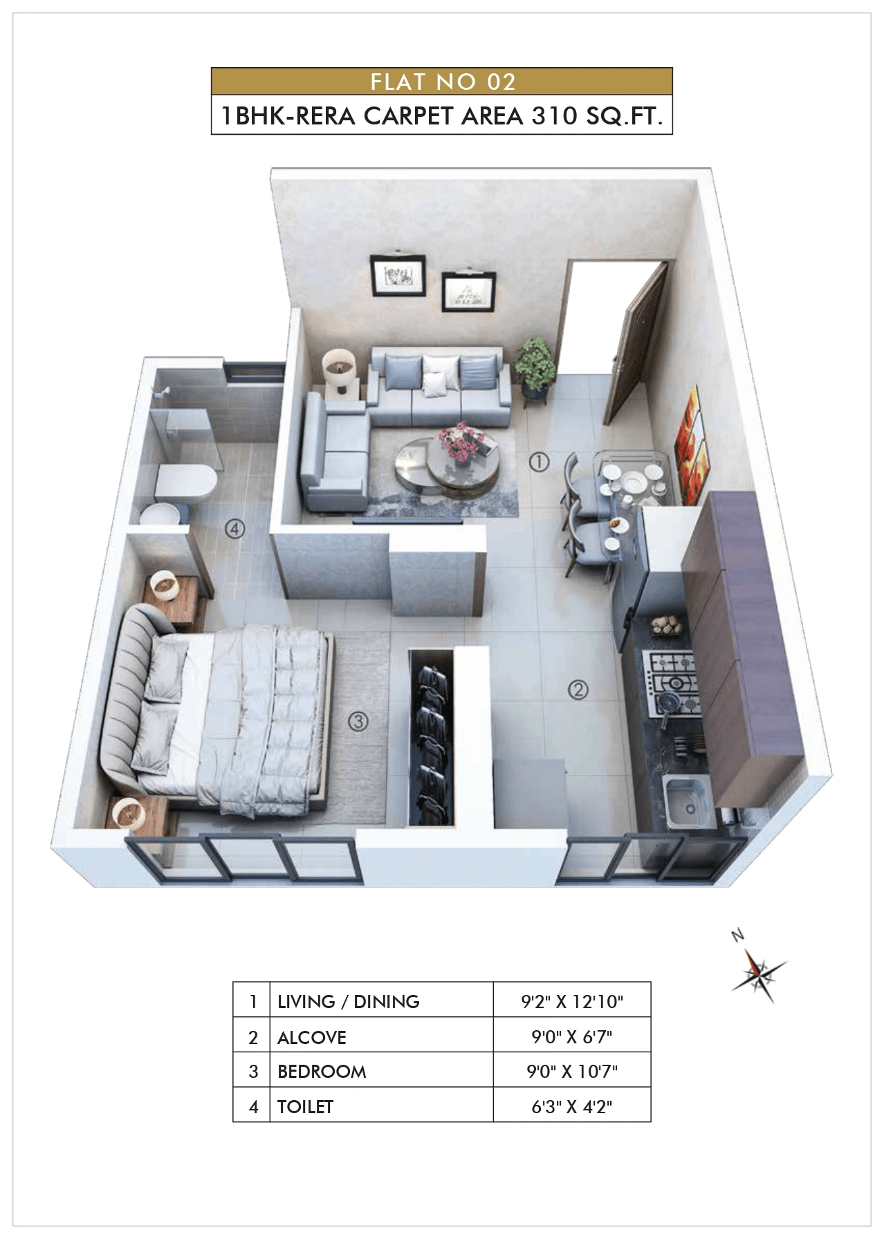 Atmiya Prime Centria Unit plan - 310 sq.ft.
