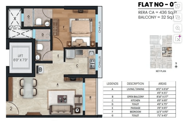 Gagangiri Aadhya Unit plan - 468 sq.ft.