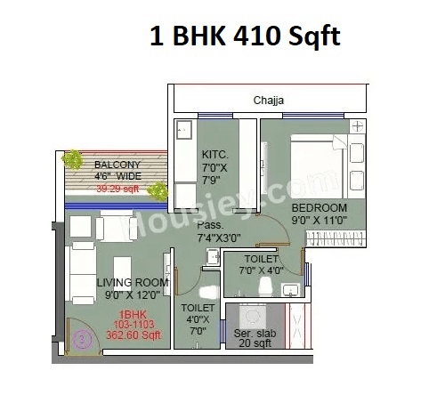 Unit plan - 410 sq.ft.