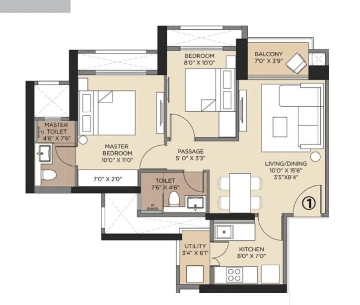 Unit plan - 677 sq.ft.
