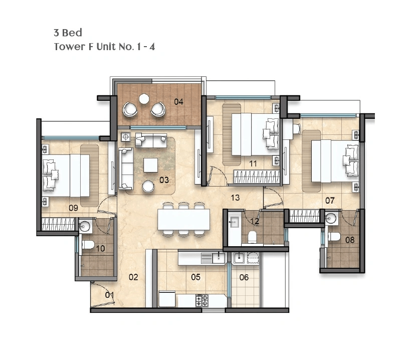 Unit plan - 1077 sq.ft.