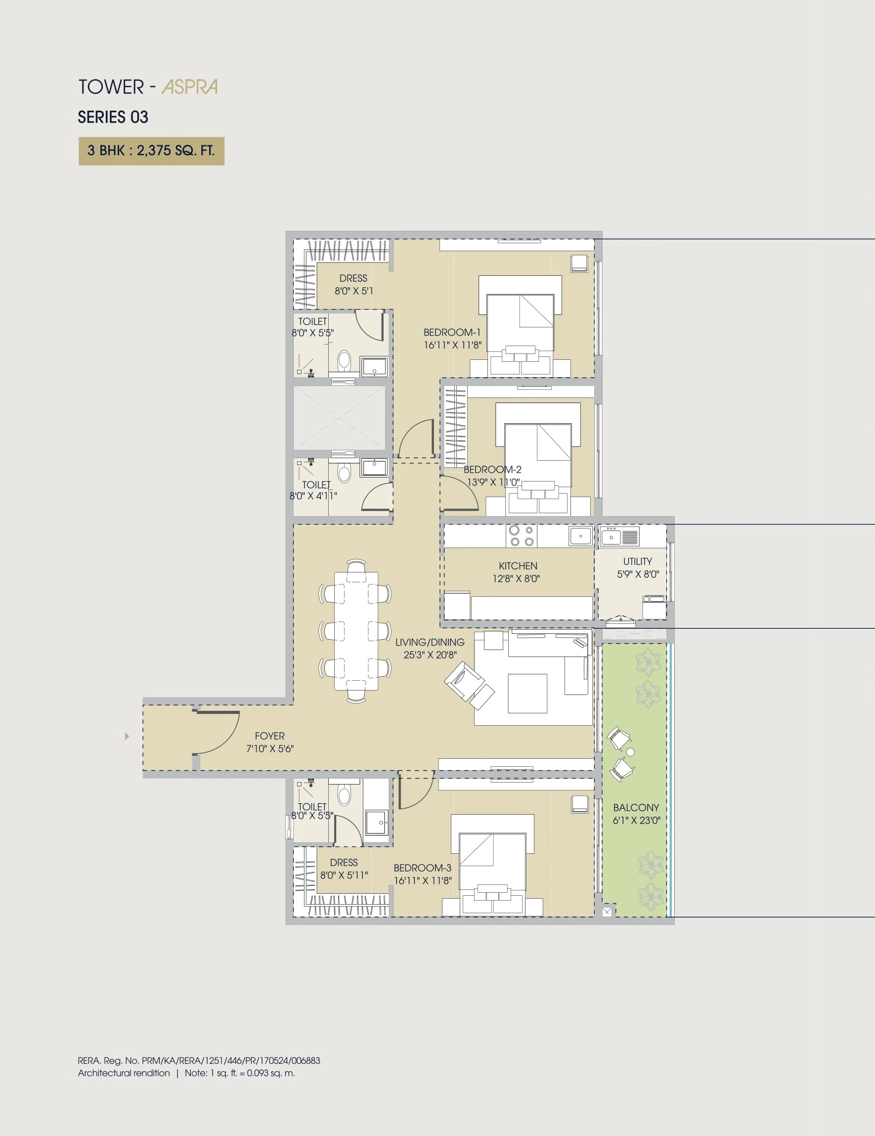 Century Regalia Unit plan - 1662 sq.ft.