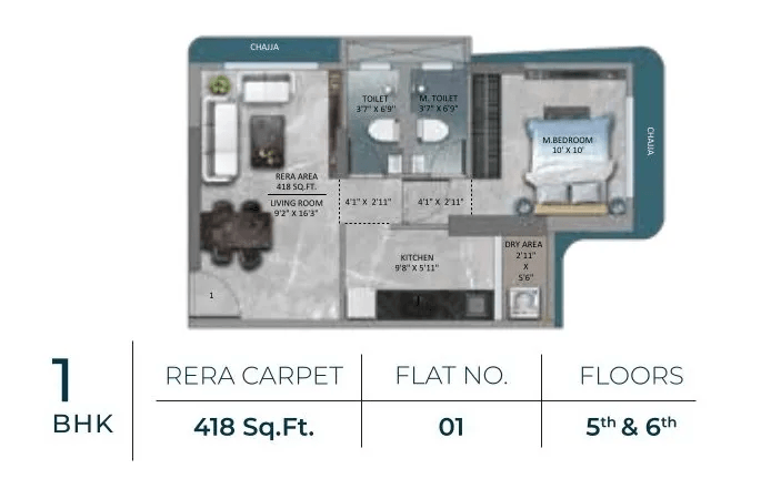 Goyal Atlantis Unit plan - 418 sq.ft.
