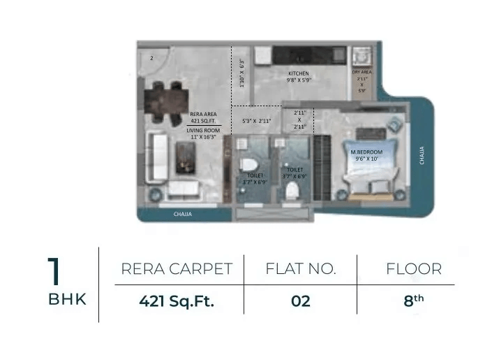 Goyal Atlantis Unit plan - 421 sq.ft.