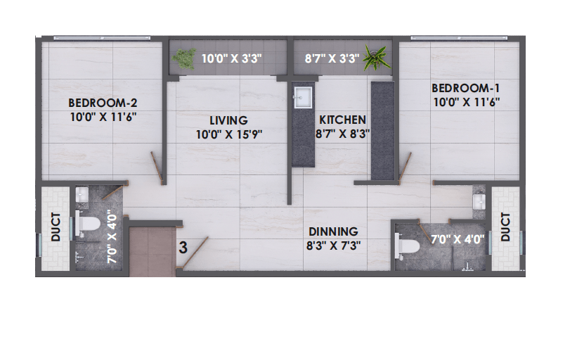 Unit plan - 700 sq.ft.