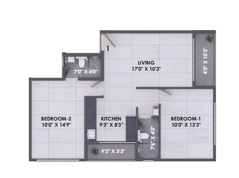 Balwadkar Signis Unit plan - 740 sq.ft.