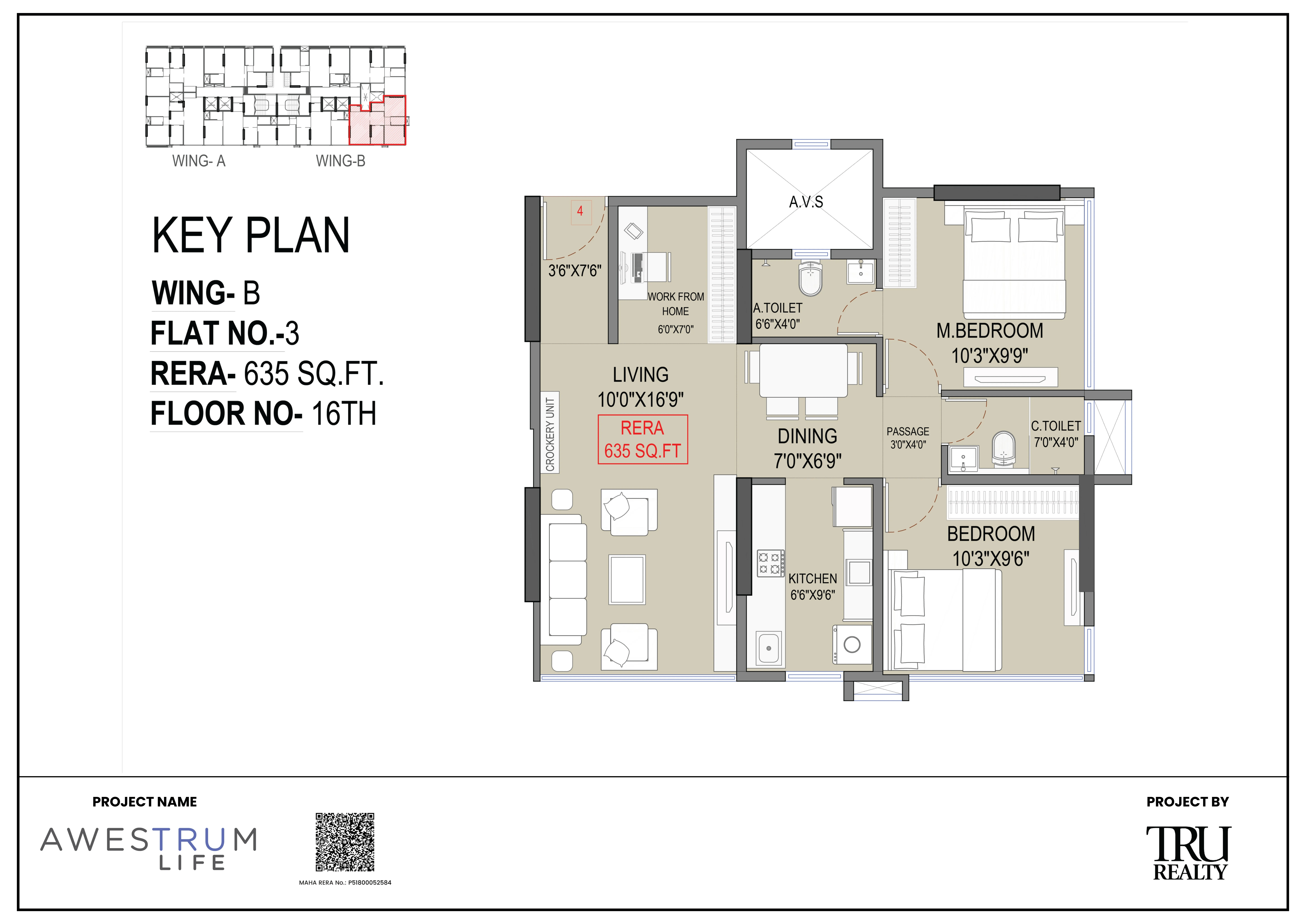 TRU Awestrum Life Unit plan - 634 sq.ft.