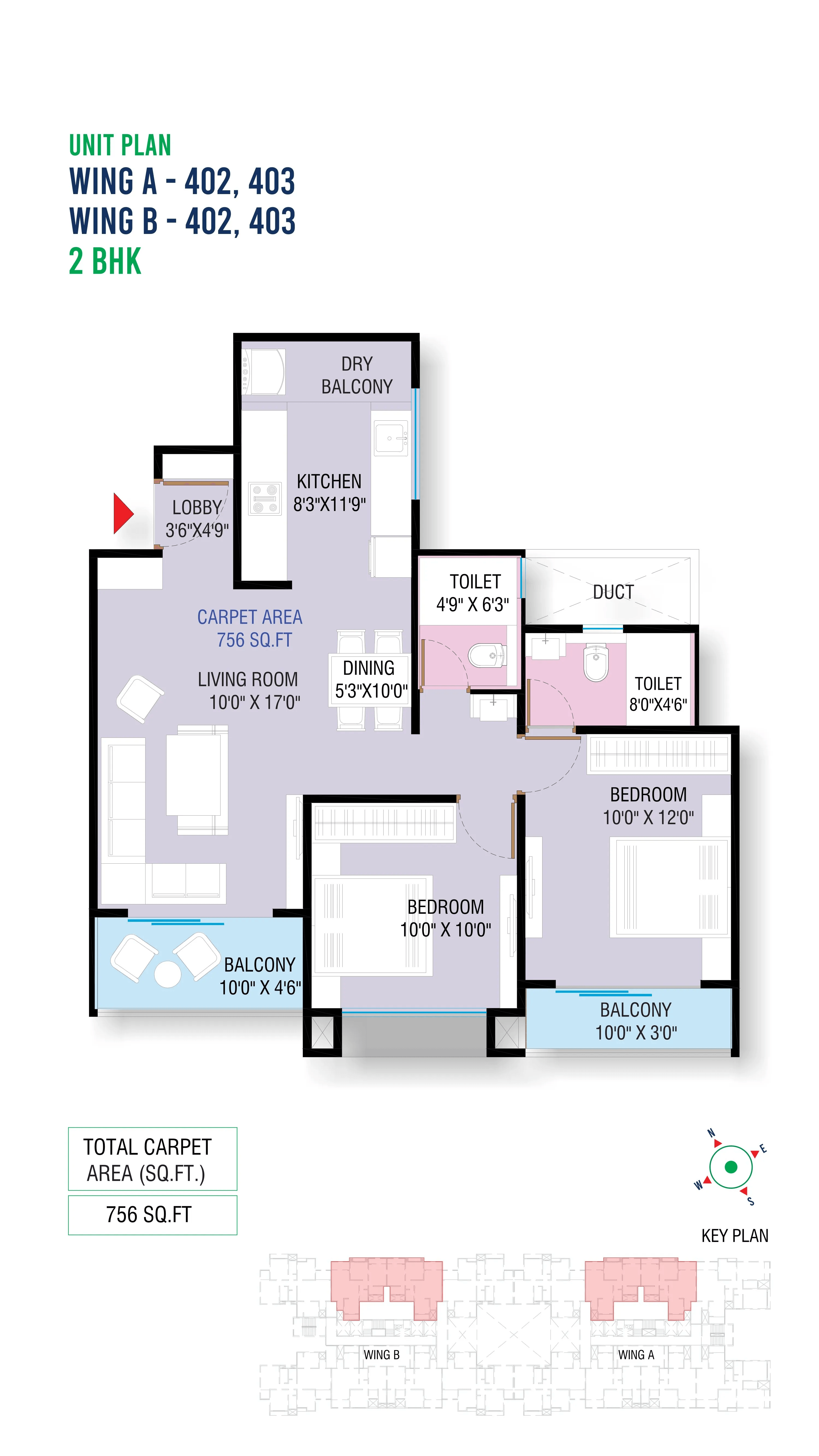 Unit plan - 756 sq.ft.