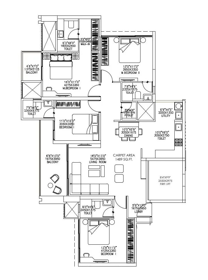 Unit plan - 1170 sq.ft.