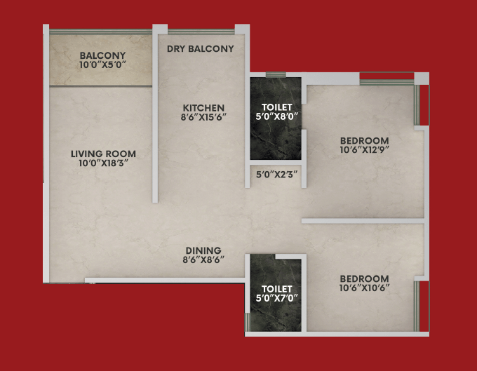 K Square Kalaya Greens Unit plan - 850 sq.ft.