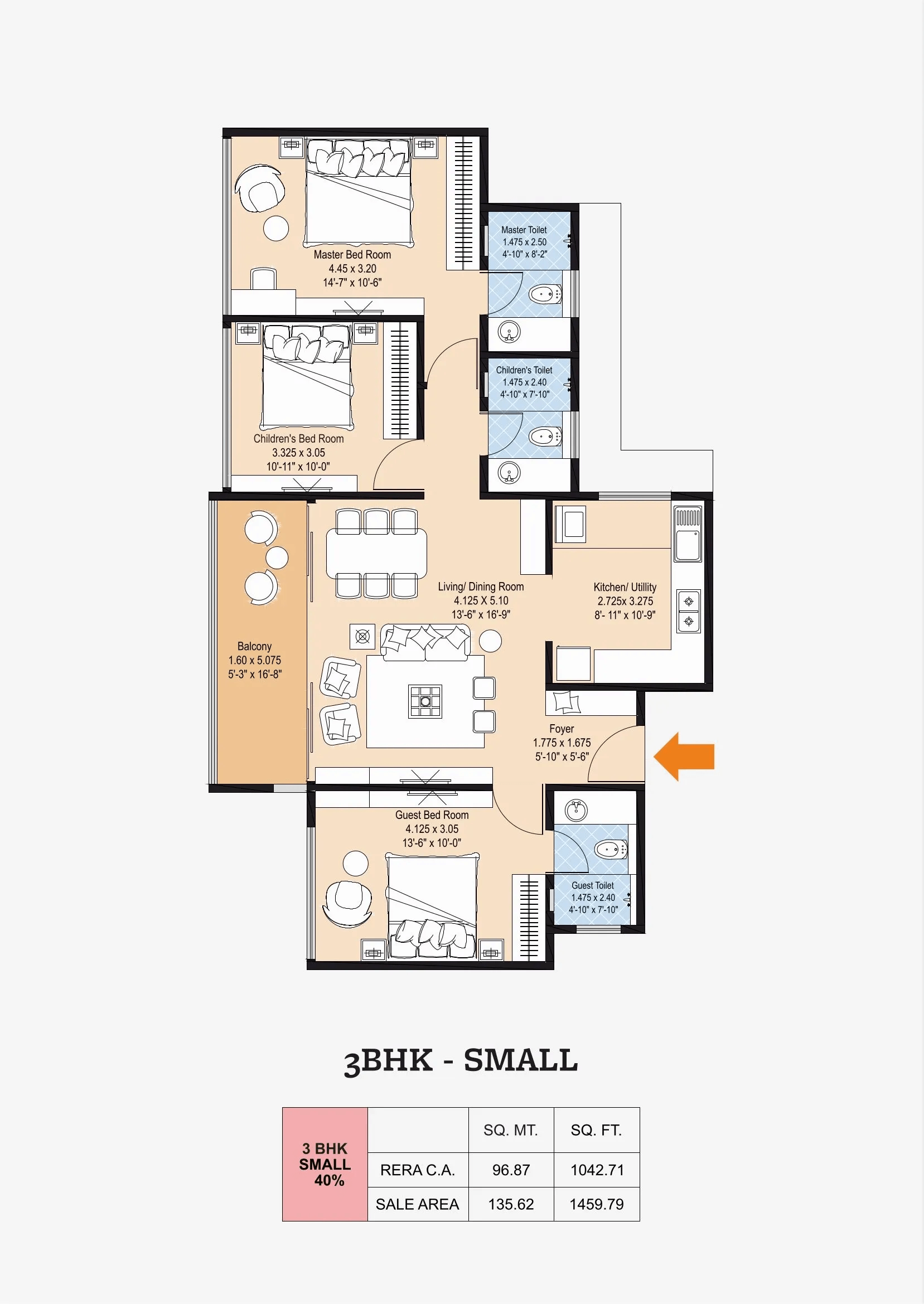 Unit plan - 1042 sq.ft.