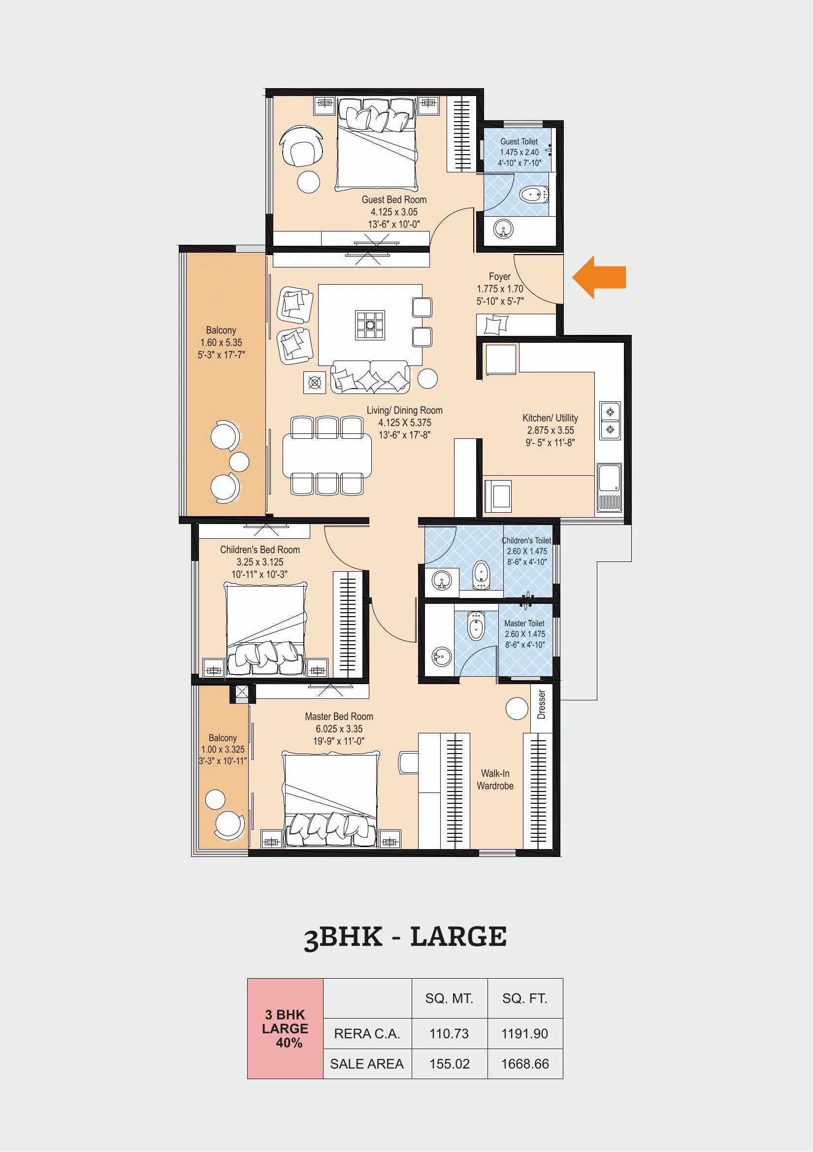 Bhandari 54 Flores Drive Unit plan - 1191 sq.ft.