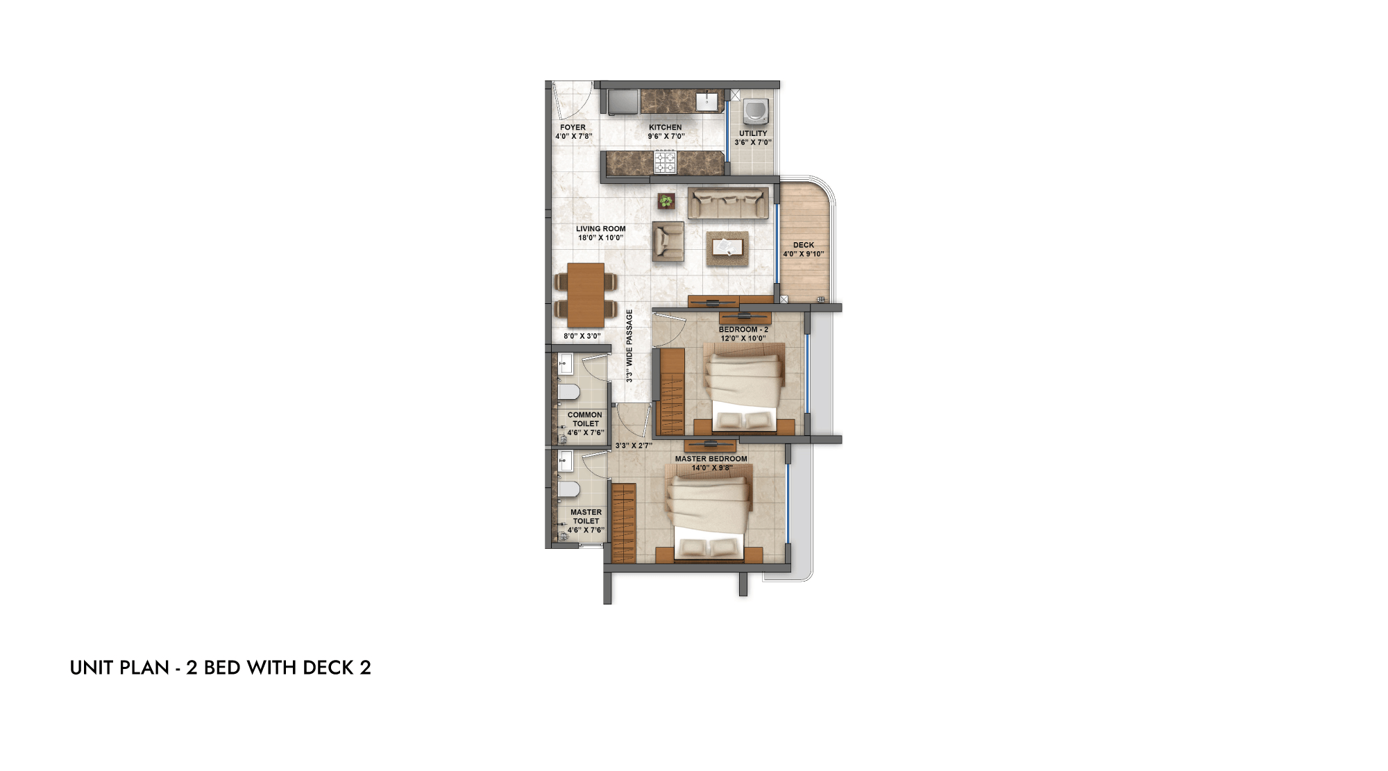 Lodha Casa Magnolia Unit plan - 758 sq.ft.